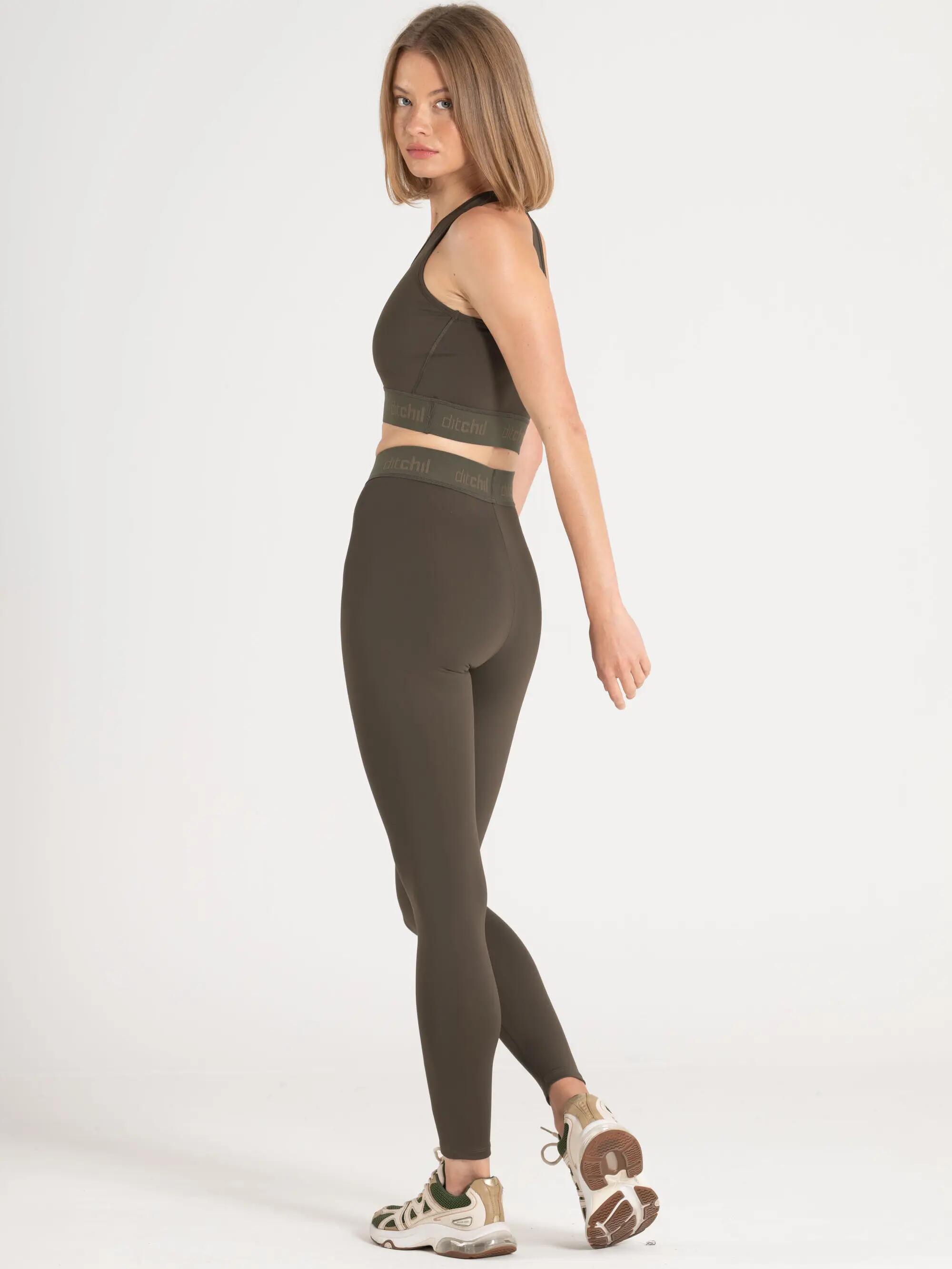 Leggings Fitness Mulher Cós com Logótipo Journey Caqui 5/5