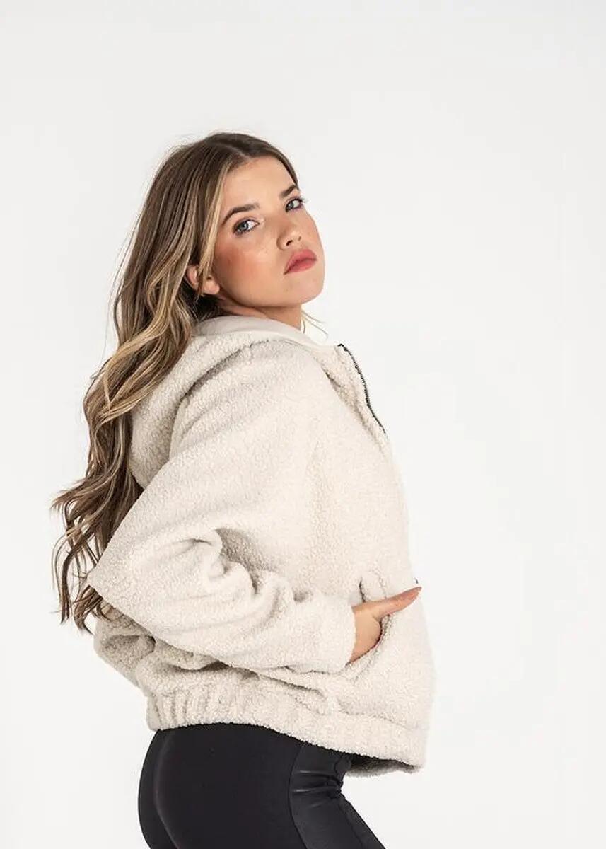 Chaqueta Fitness Mujer Con Capucha Odyssey Blanco Roto 4/7