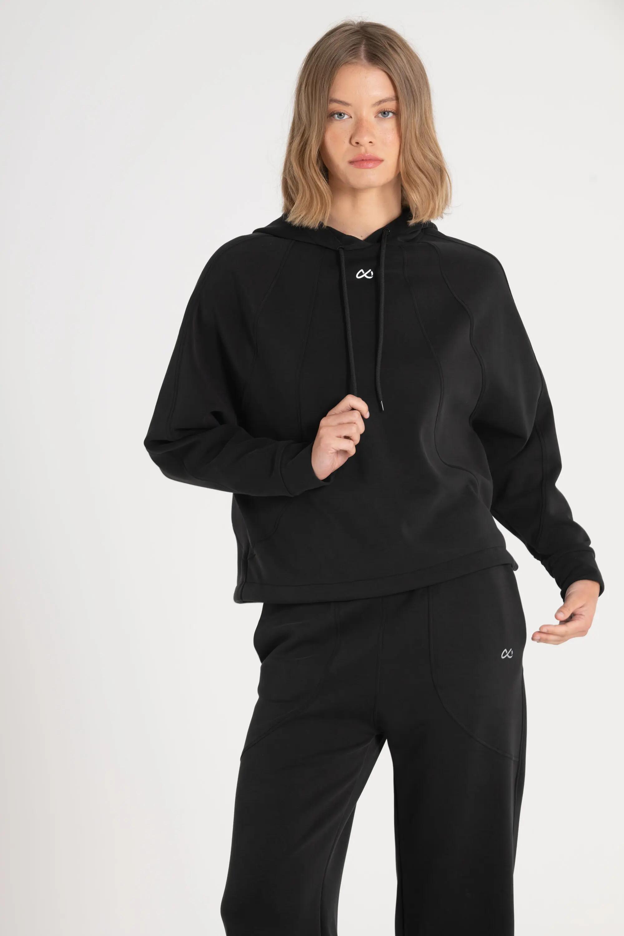 Sudadera con Capucha Fitness Mujer Con Capucha Loa Negro 2/5