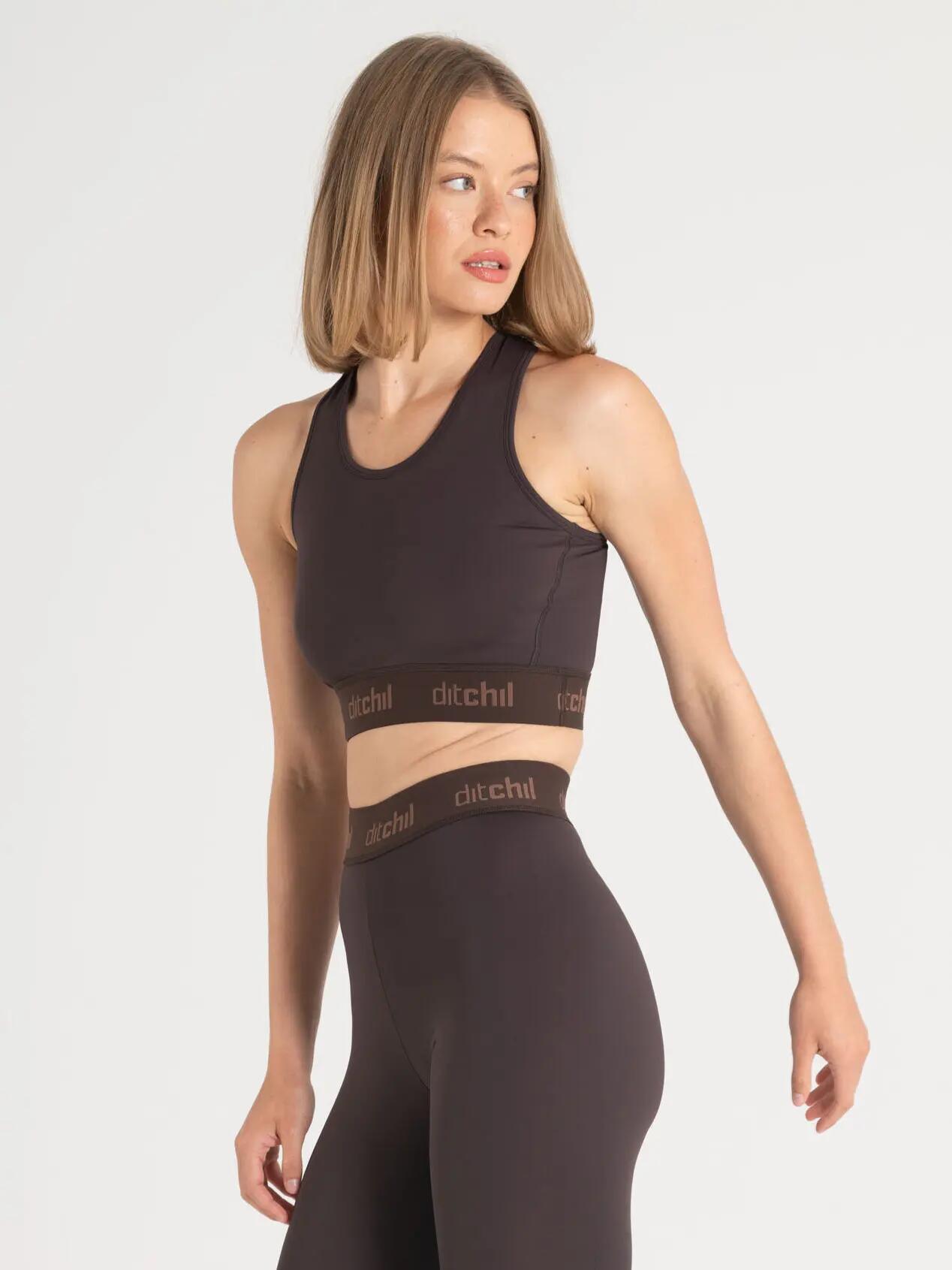 Sujetador Deportivo Fitness Mujer Banda Elástica Evade Marrón 3/3