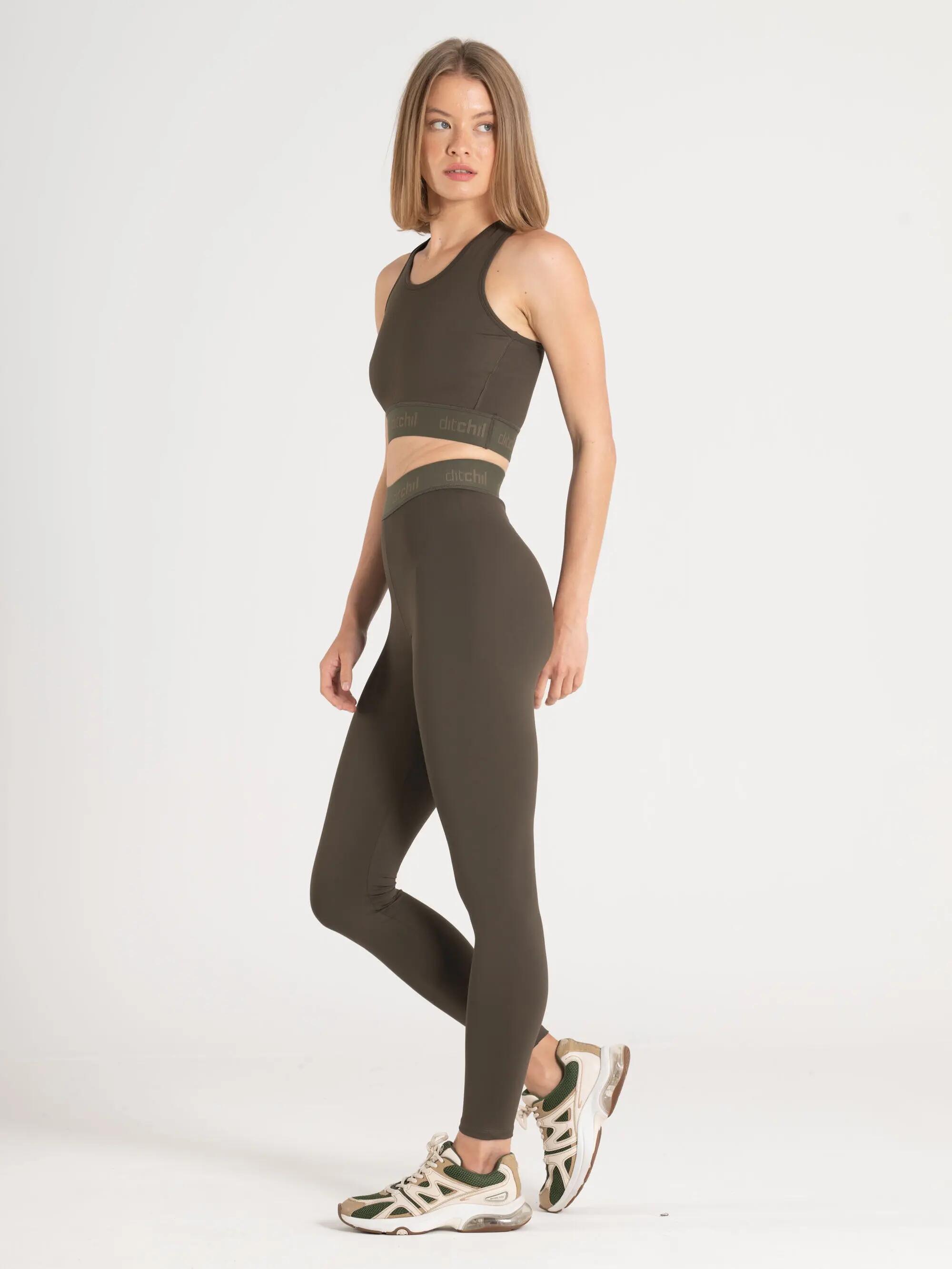 Sujetador Deportivo Fitness Mujer Banda Elástica Evade Caqui 5/5