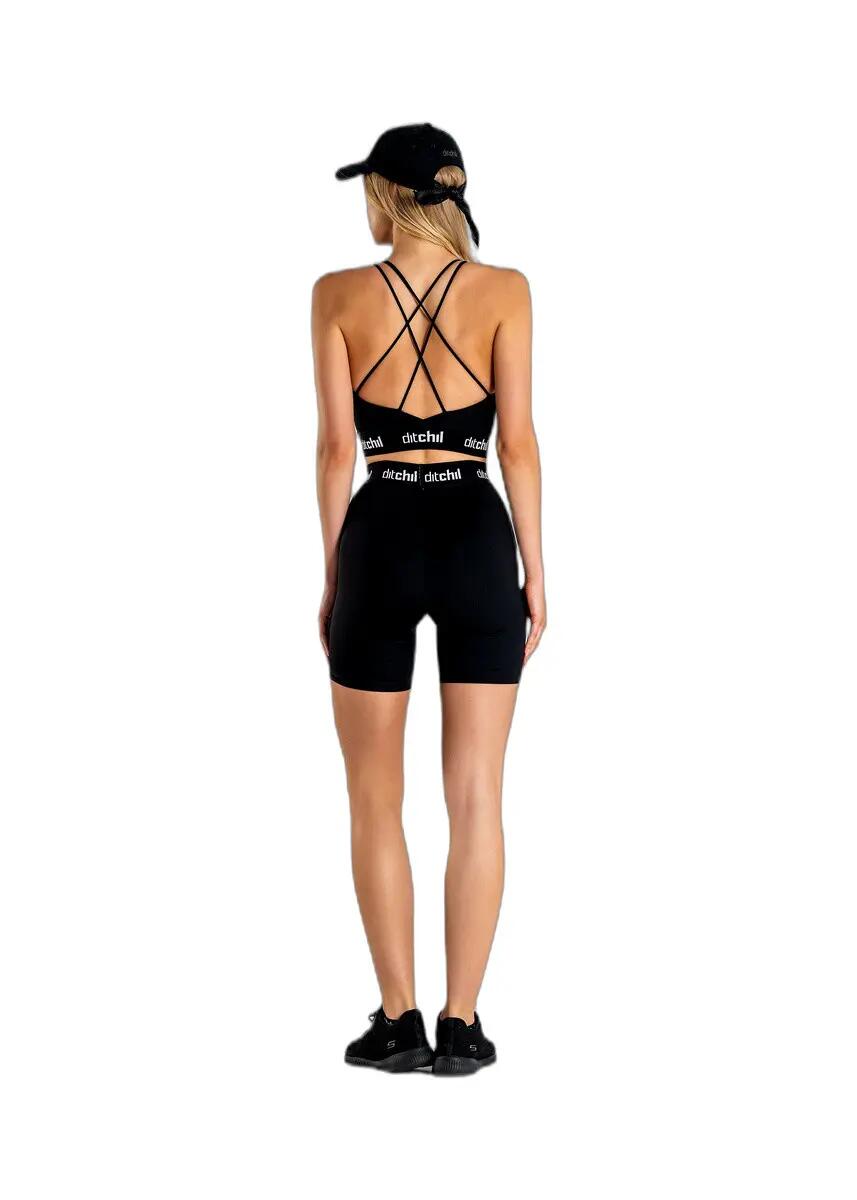 Calções Fitness Mulher Cintura Subida Utopia Preto 6/7