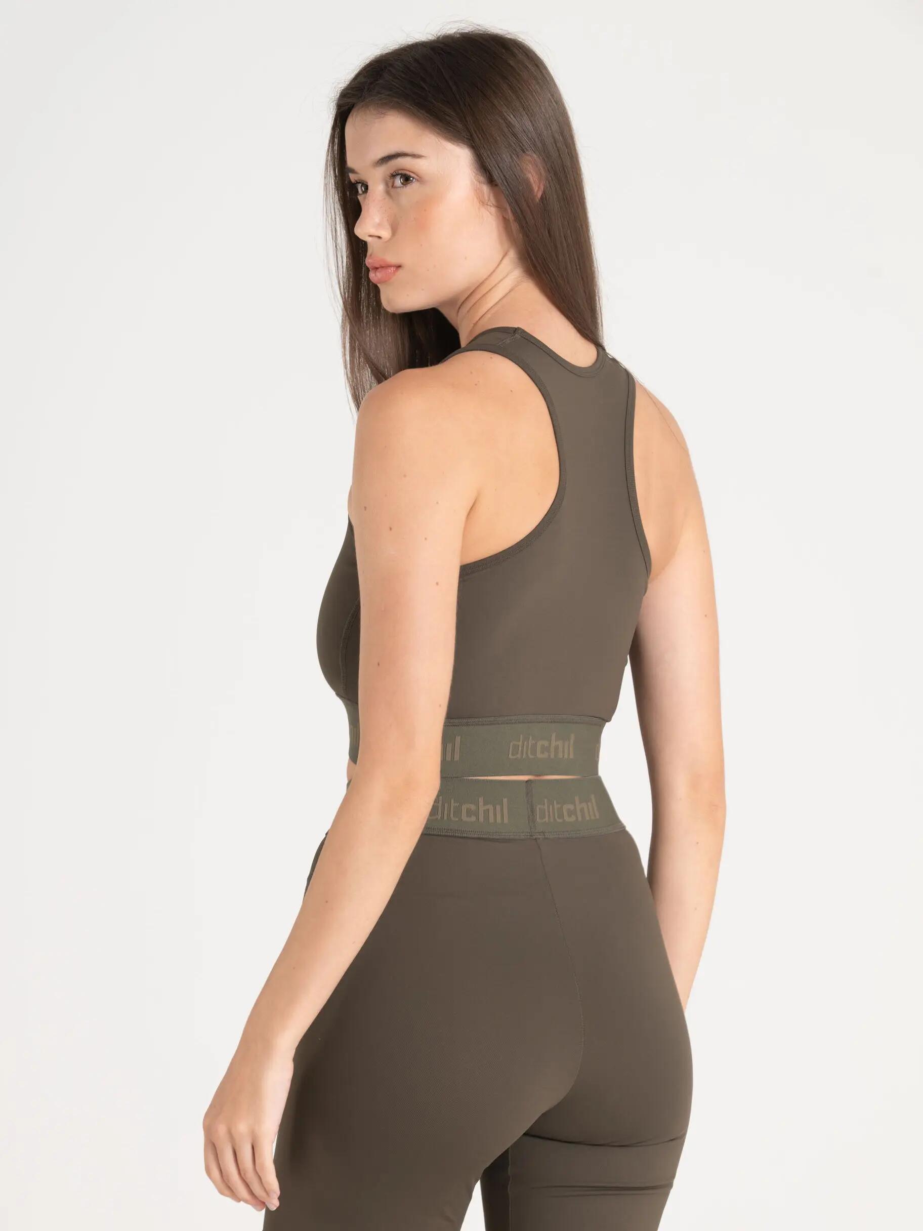 Sujetador Deportivo Fitness Mujer Banda Elástica Evade Caqui 3/5