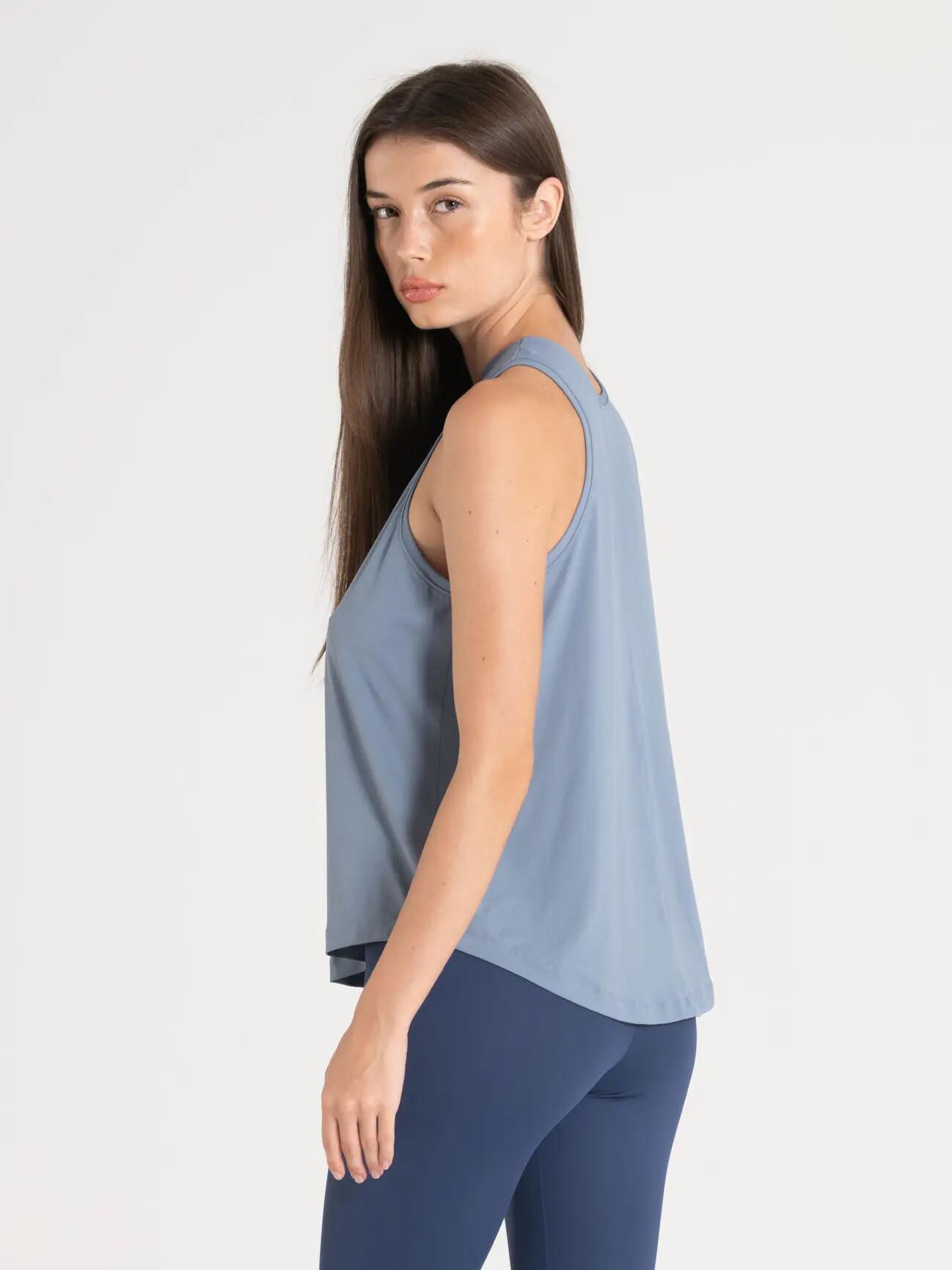 Camisola Sem Mangas Fitness Mulher Cava Ampla Beyond Azul-Acinzentado 2/3