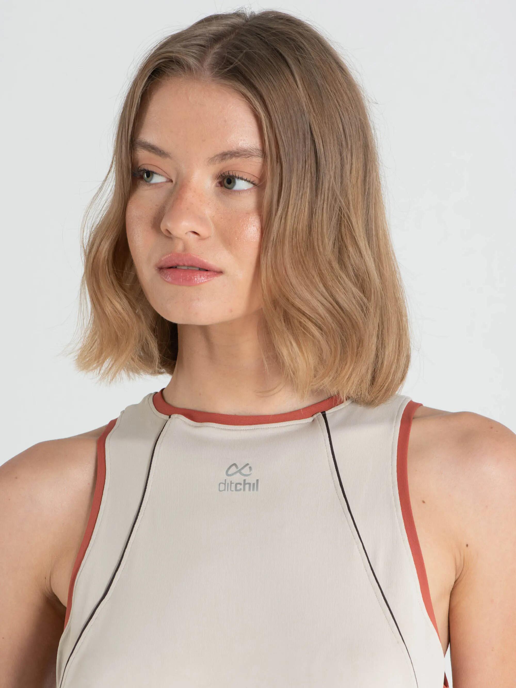 Camisola Sem Mangas Fitness Mulher Debruns Contraste Eiger Bege 4/4