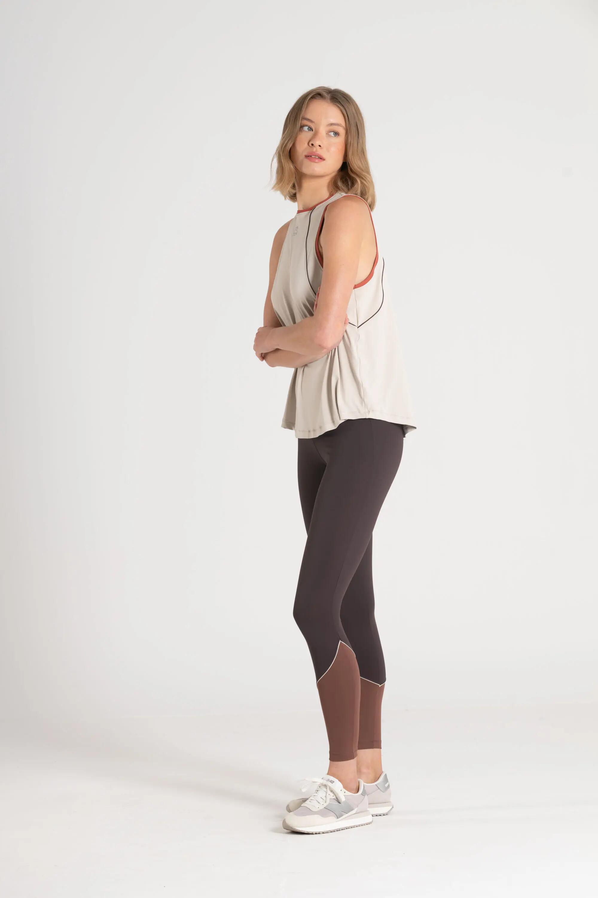 Camisola Sem Mangas Fitness Mulher Debruns Contraste Eiger Bege 3/4