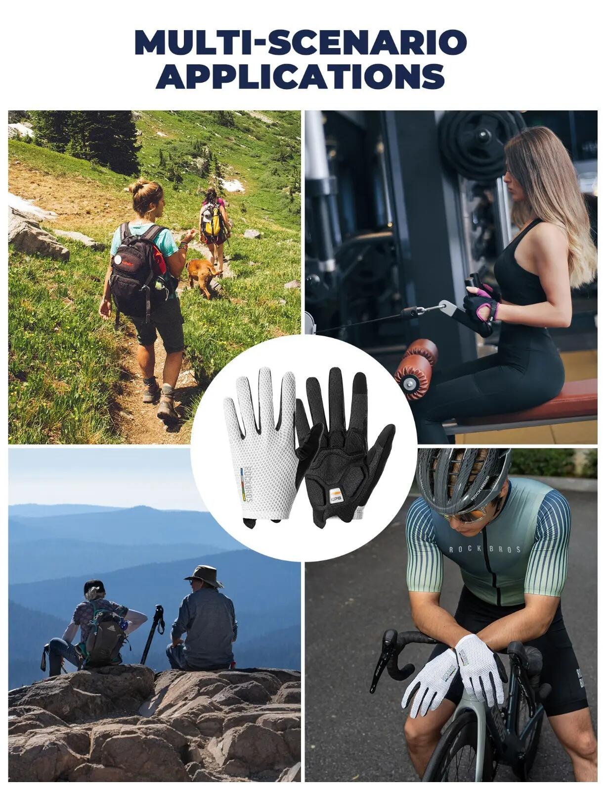 Weisse lange Fahrradhandschuhe mit Touchscreen-Funktion 7/7