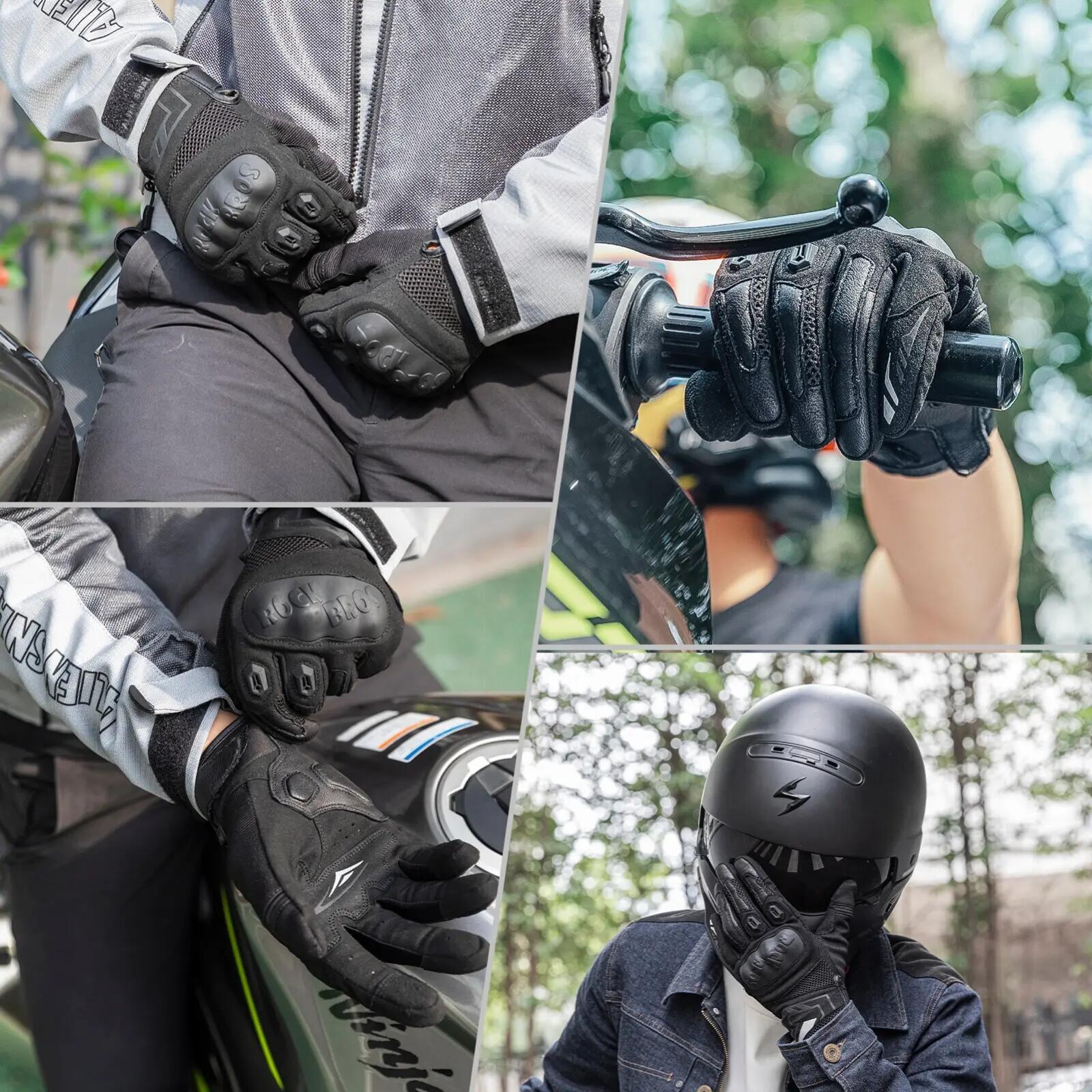 Lange Motorradhandschuhe mit Protektoren und Touchscreen 6/7