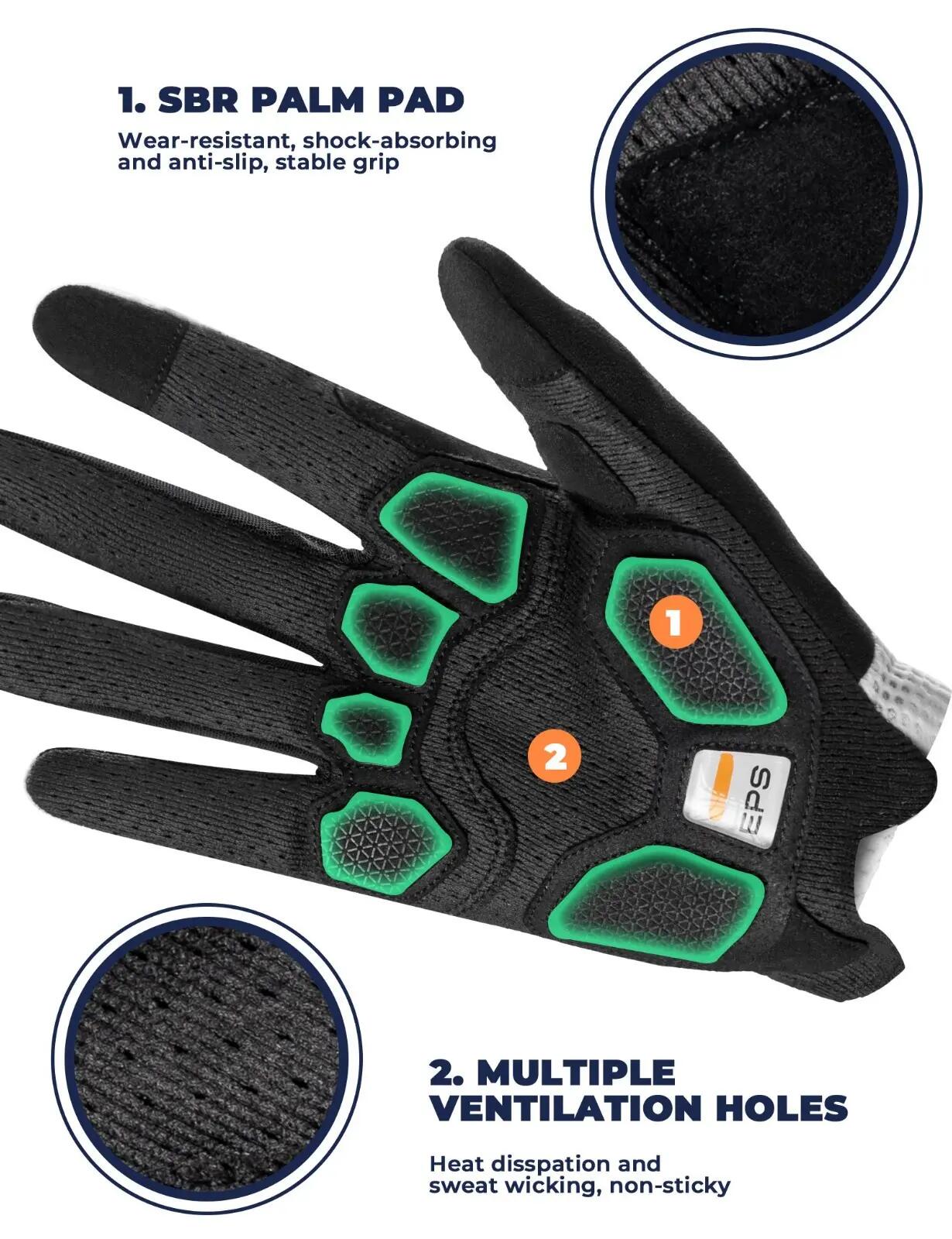 Weisse lange Fahrradhandschuhe mit Touchscreen-Funktion 2/7