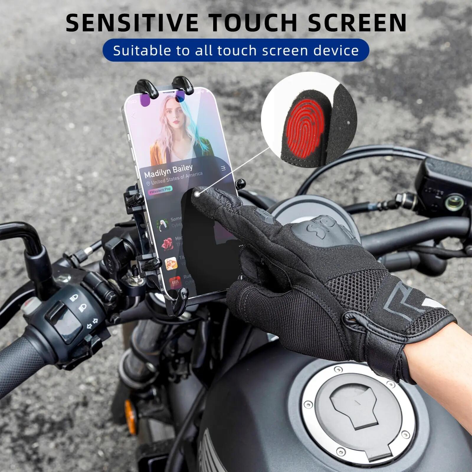 Lange Motorradhandschuhe mit Protektoren und Touchscreen 2/7