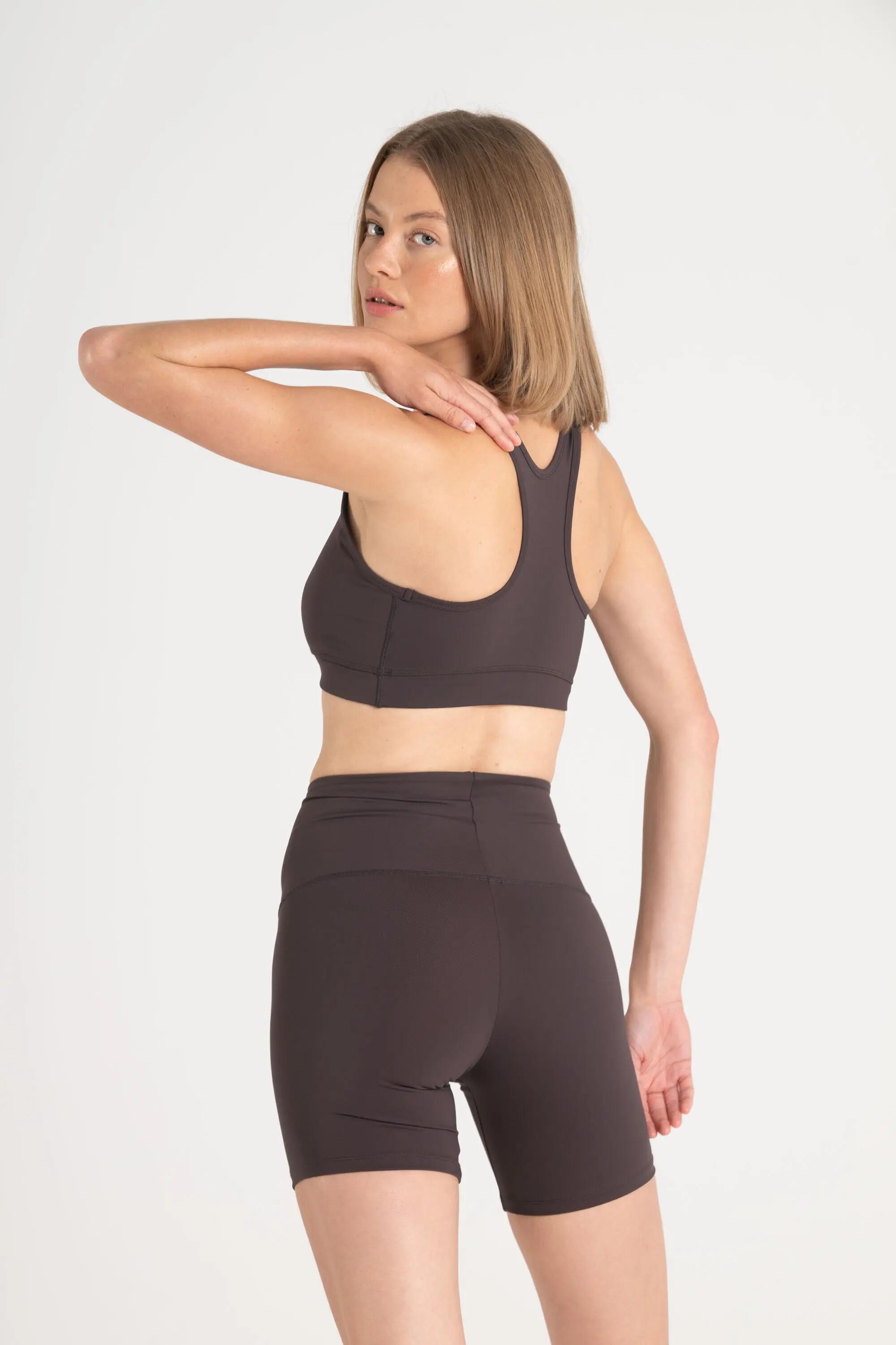 Calções Fitness Mulher Segunda Pele Alive Castanho 3/5