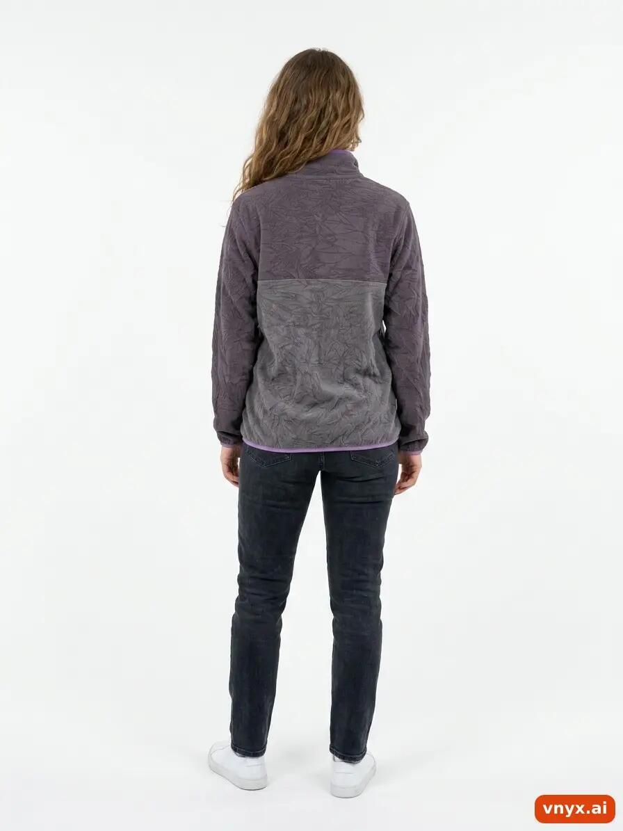 Second Life - Vintage Patagonia Grey-Purple Fleece Pullover Women L 4/6