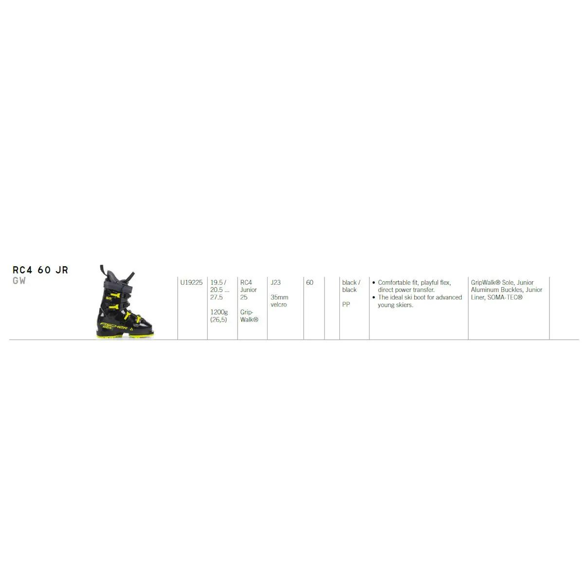 Buty narciarskie Fischer RC4 60 Jr Black 2026 Dziecięce Chłopięce Junior 6/6