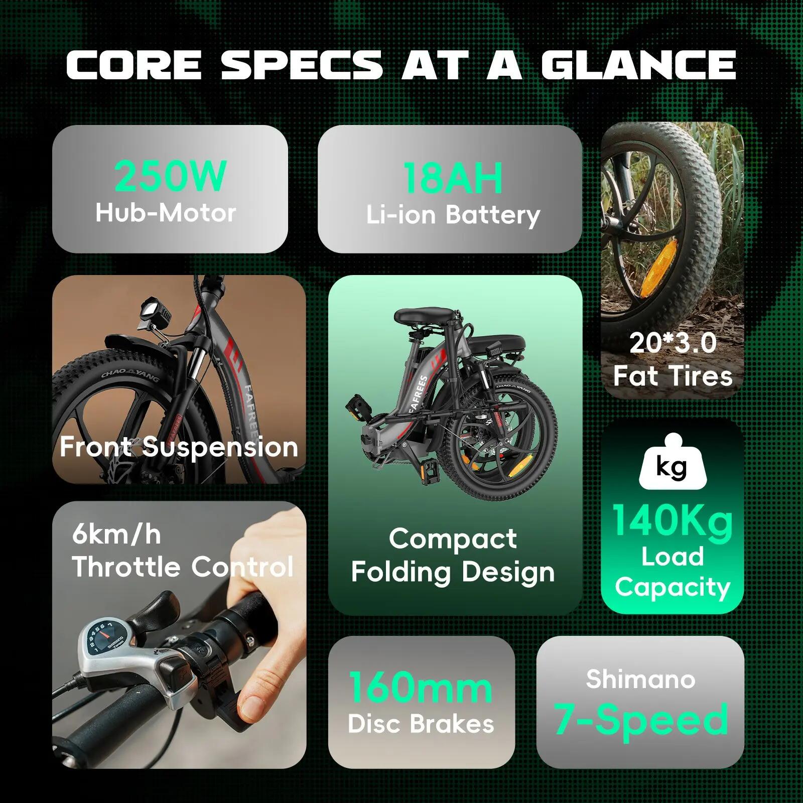 Elektrický bicykel FAFREES F20 20" 250W motor 36V 18Ah skladací 10/15