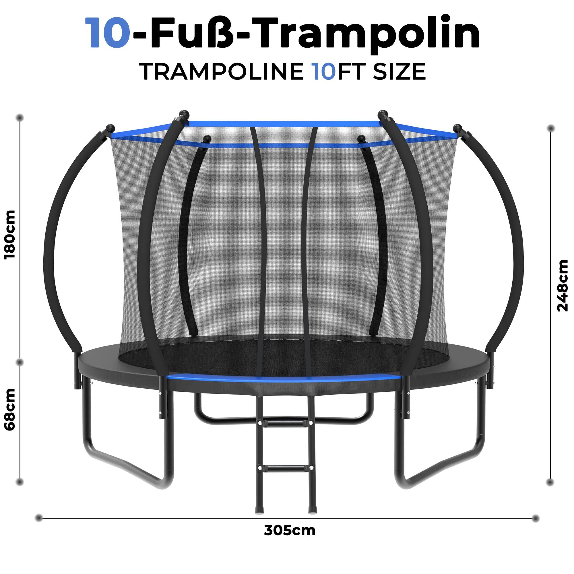 Trampoline de jardin rond avec filet de sécurité et échelle, 305 cm 2/2