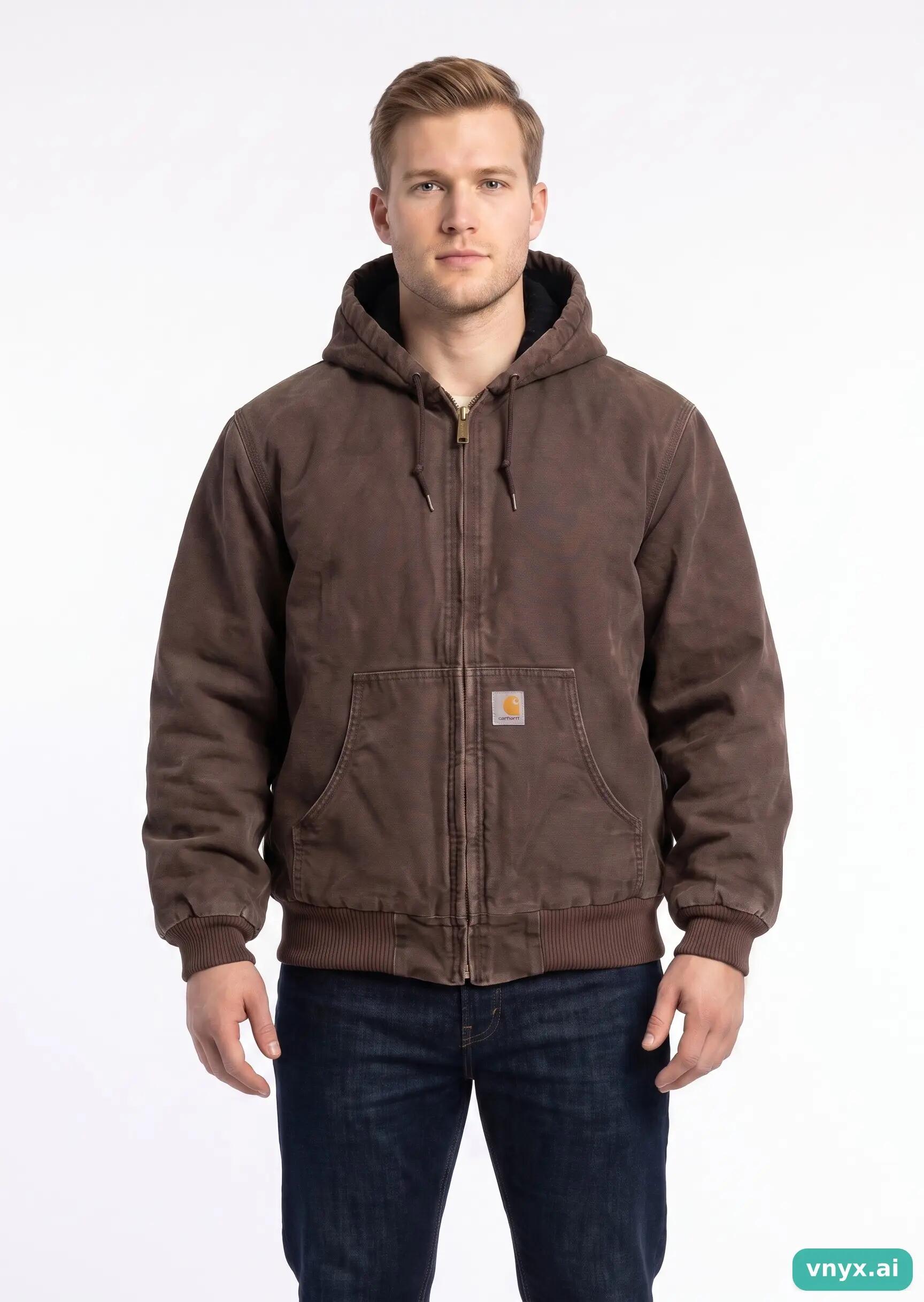 Second Life - Vintage Carhartt Brown Fleece Jacket Men L 1/5