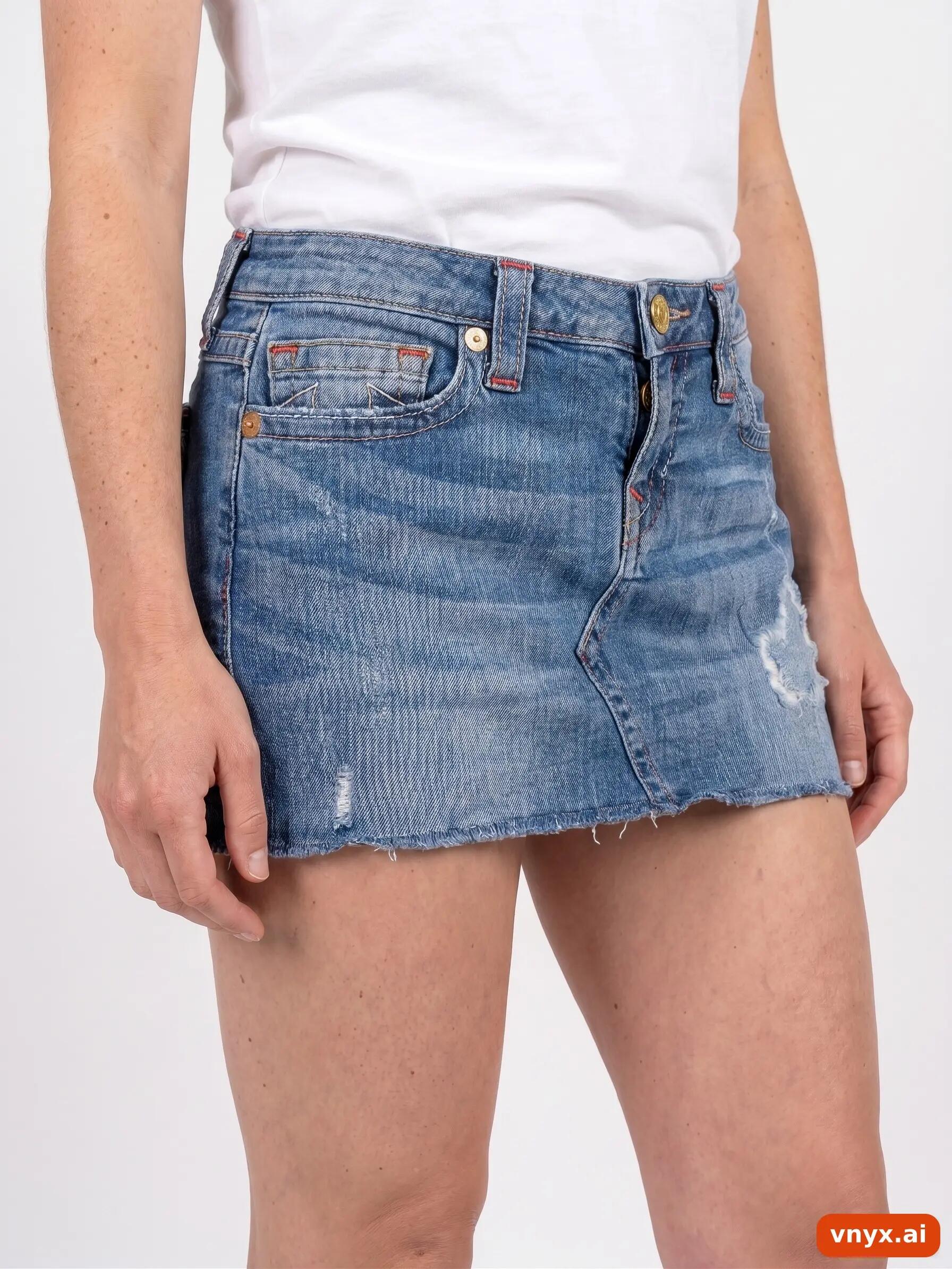 Second Life - Vintage True Religion Dark Blue Denim Skirt Women W31 Mini 5/6