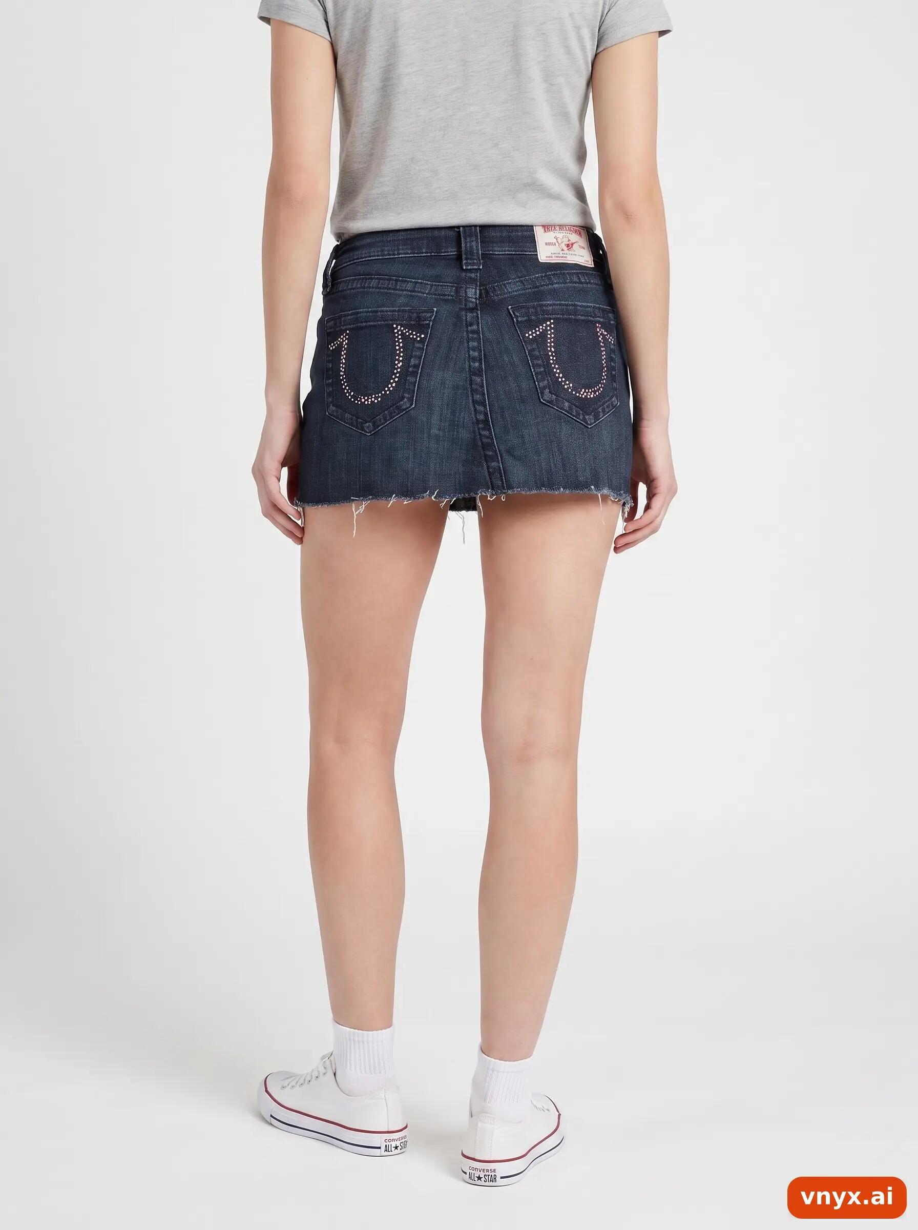Second Life - Vintage True Religion Blue Denim Skirt Women W30 2/6