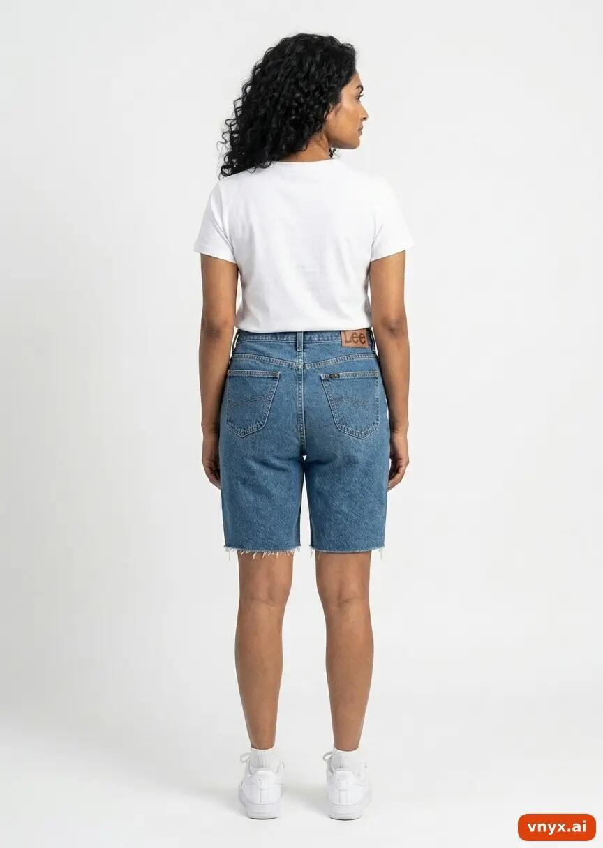 Second Life - Vintage Lee Medium Blue Shorts Women W32 Above Knee 3/6