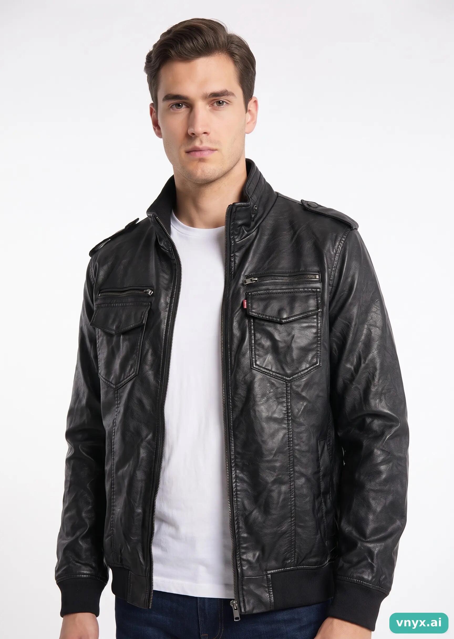 Second Life - Vintage Levi Strauss & Co. Ebony Leather Jacket Men L 5/5