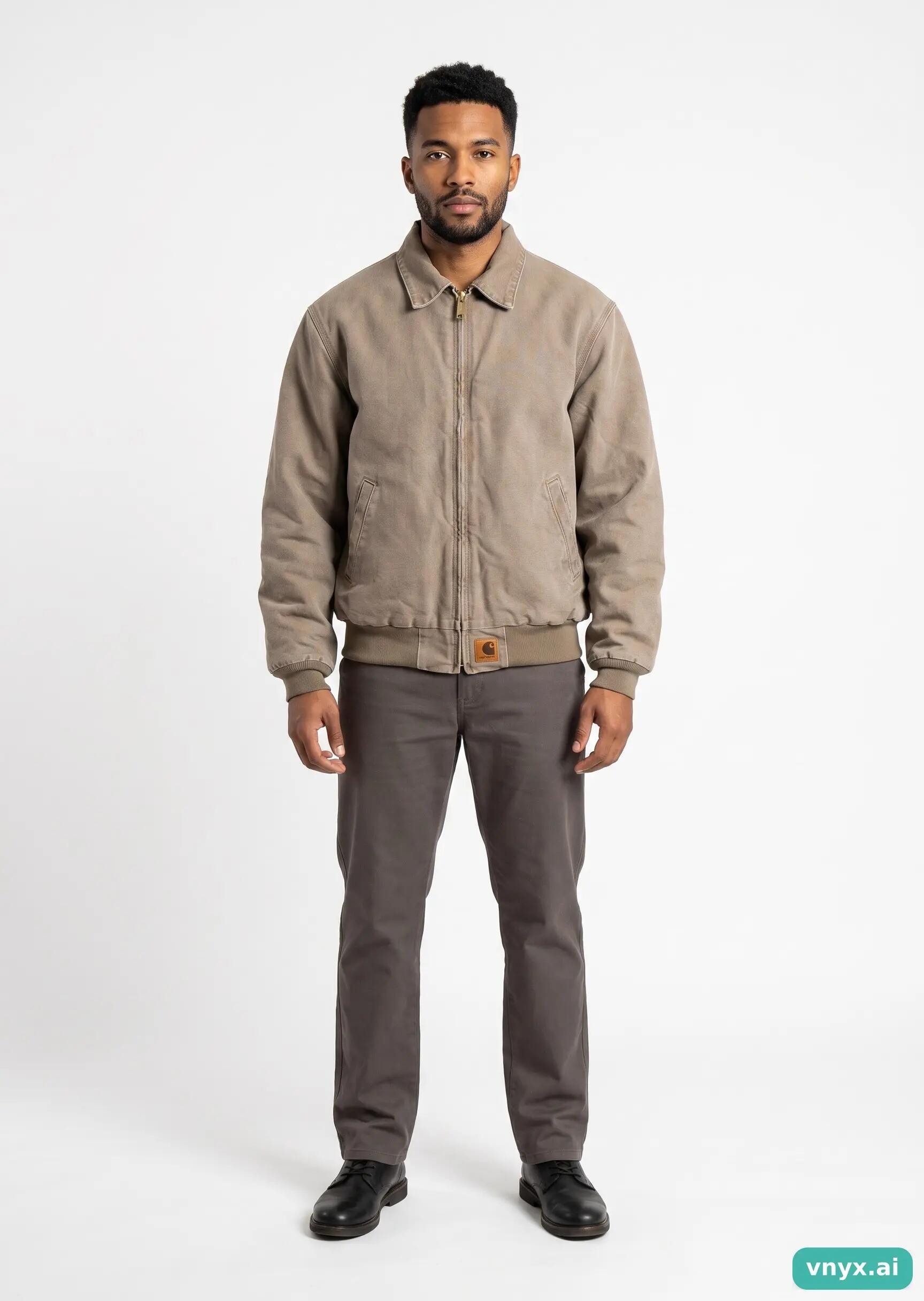 Second Life - Vintage Carhartt Khaki Bomber Jacket Men 3/5