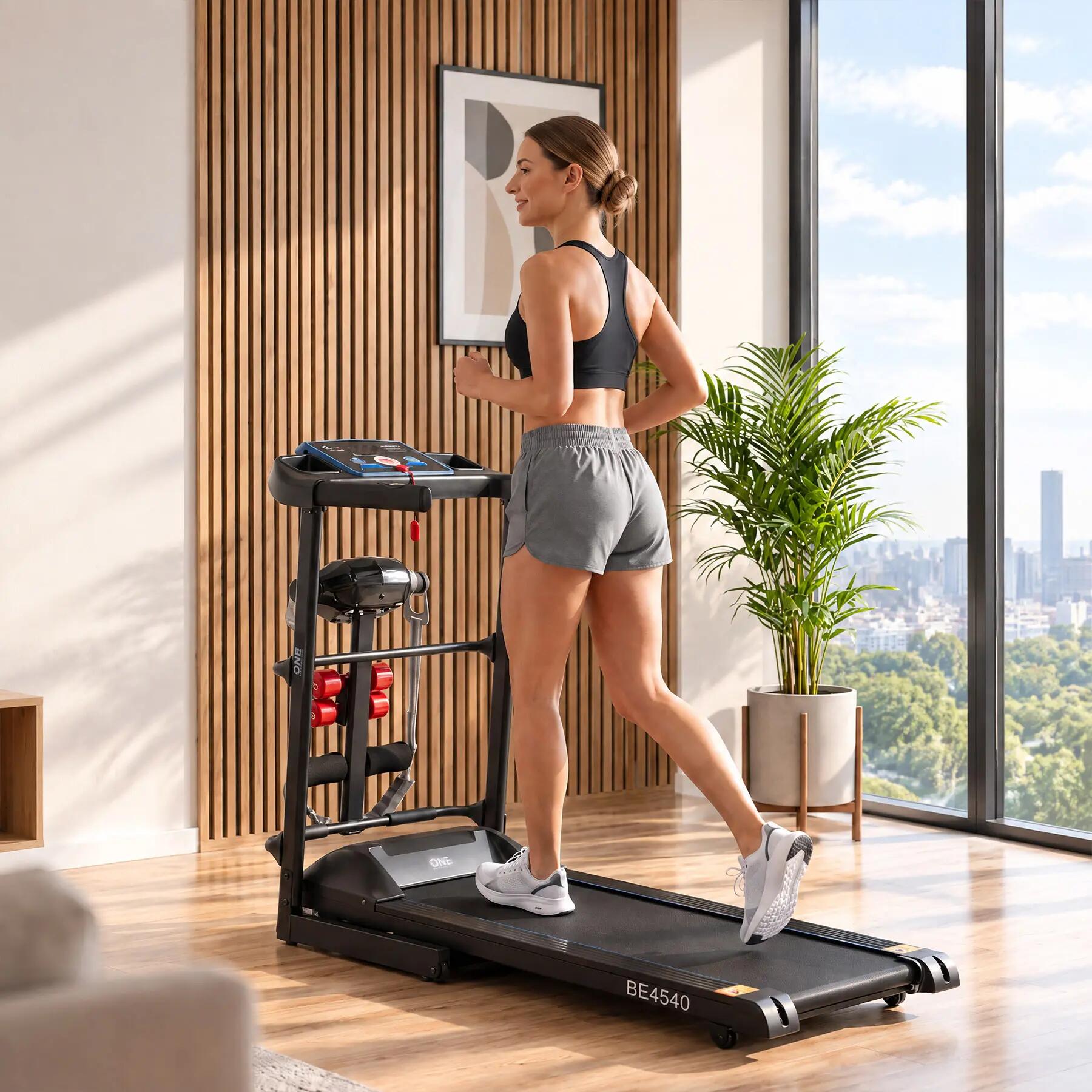Bieżnia elektryczna ONE FITNESS BE4540 z masażerem, składana, 12 km/h 8/10