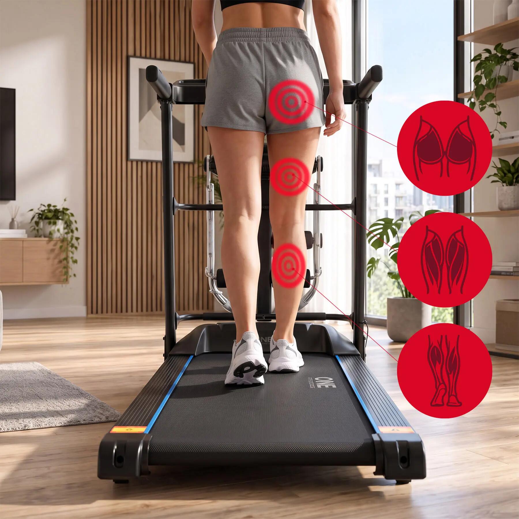 Bieżnia elektryczna ONE FITNESS BE4540 z masażerem, składana, 12 km/h 7/10