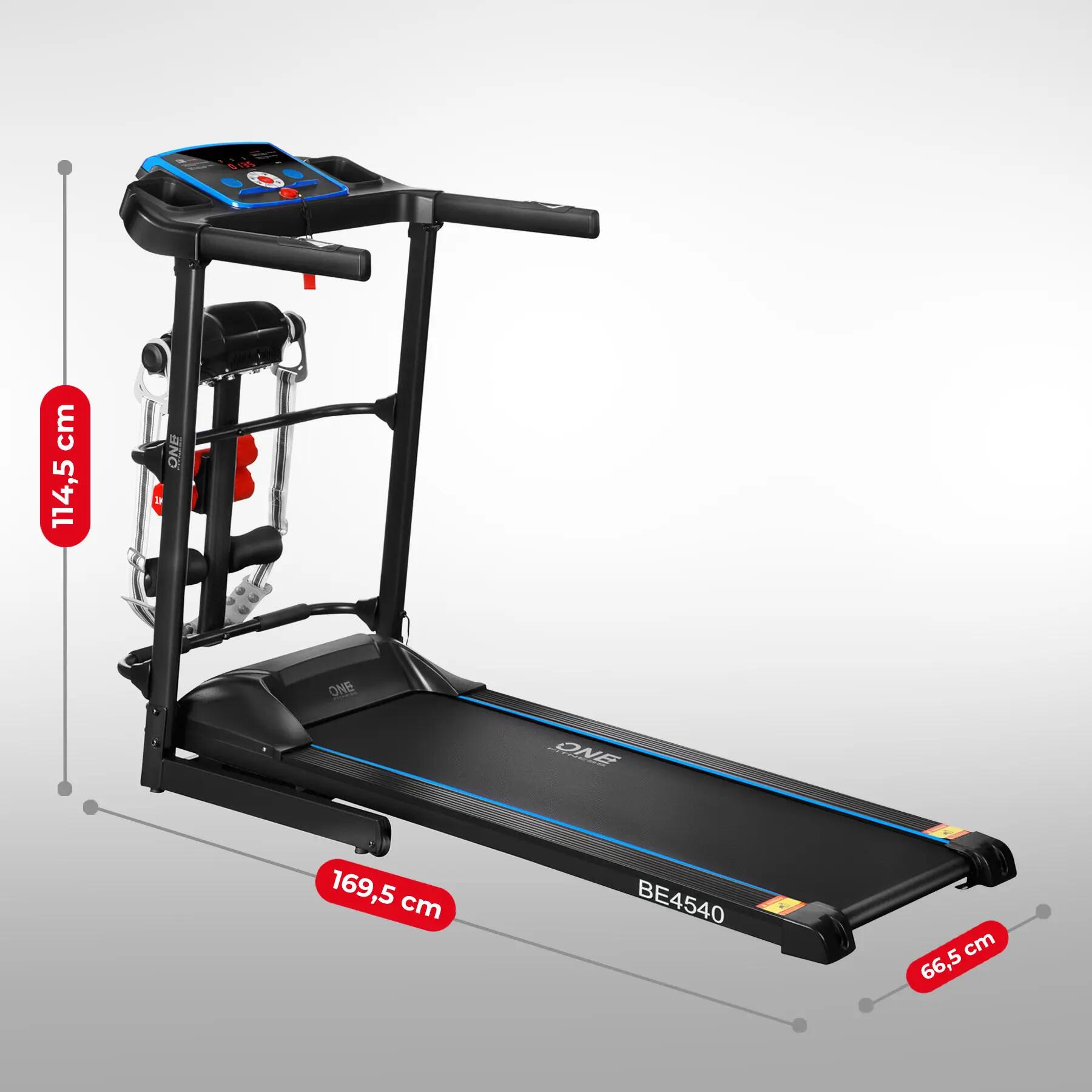 Bieżnia elektryczna ONE FITNESS BE4540 z masażerem, składana, 12 km/h 4/10