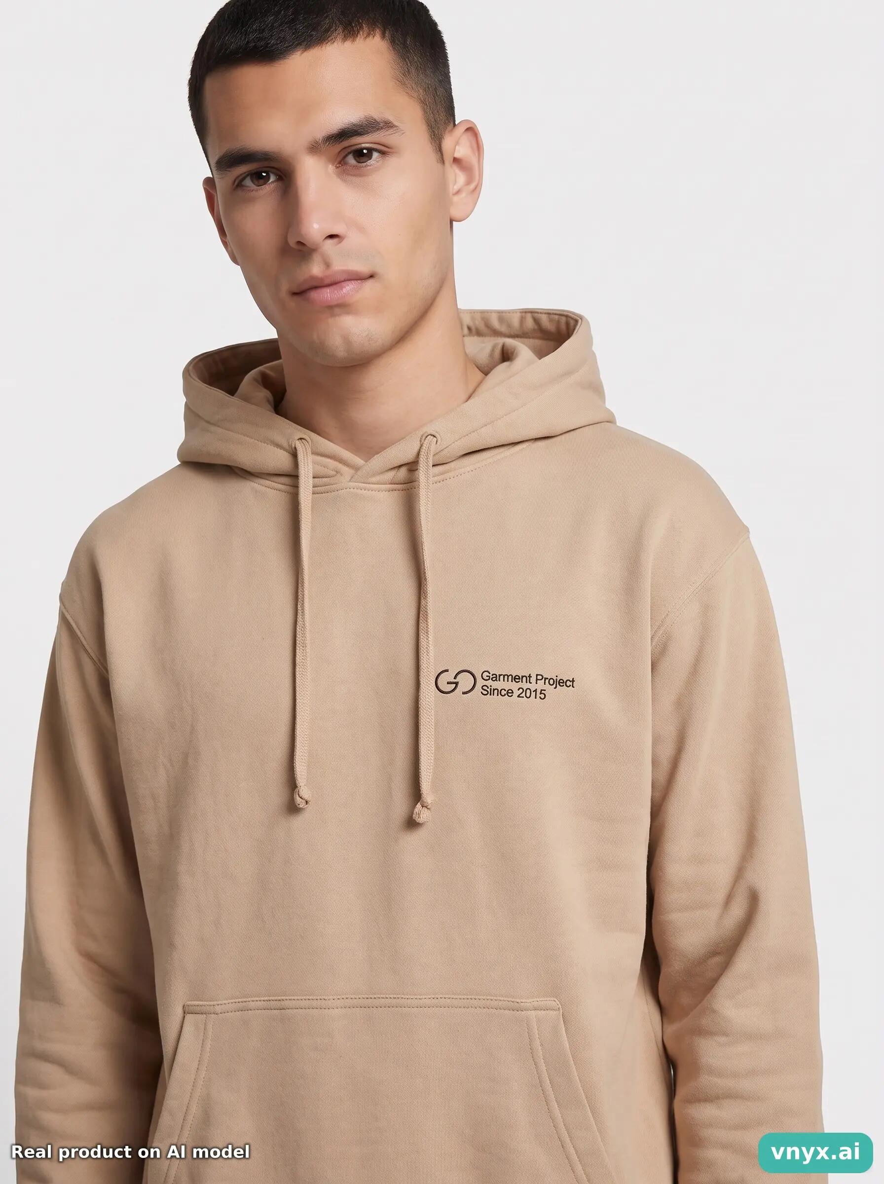 Second Life - Vintage AWDis Neutral Beige Hoodie Men S 5/6
