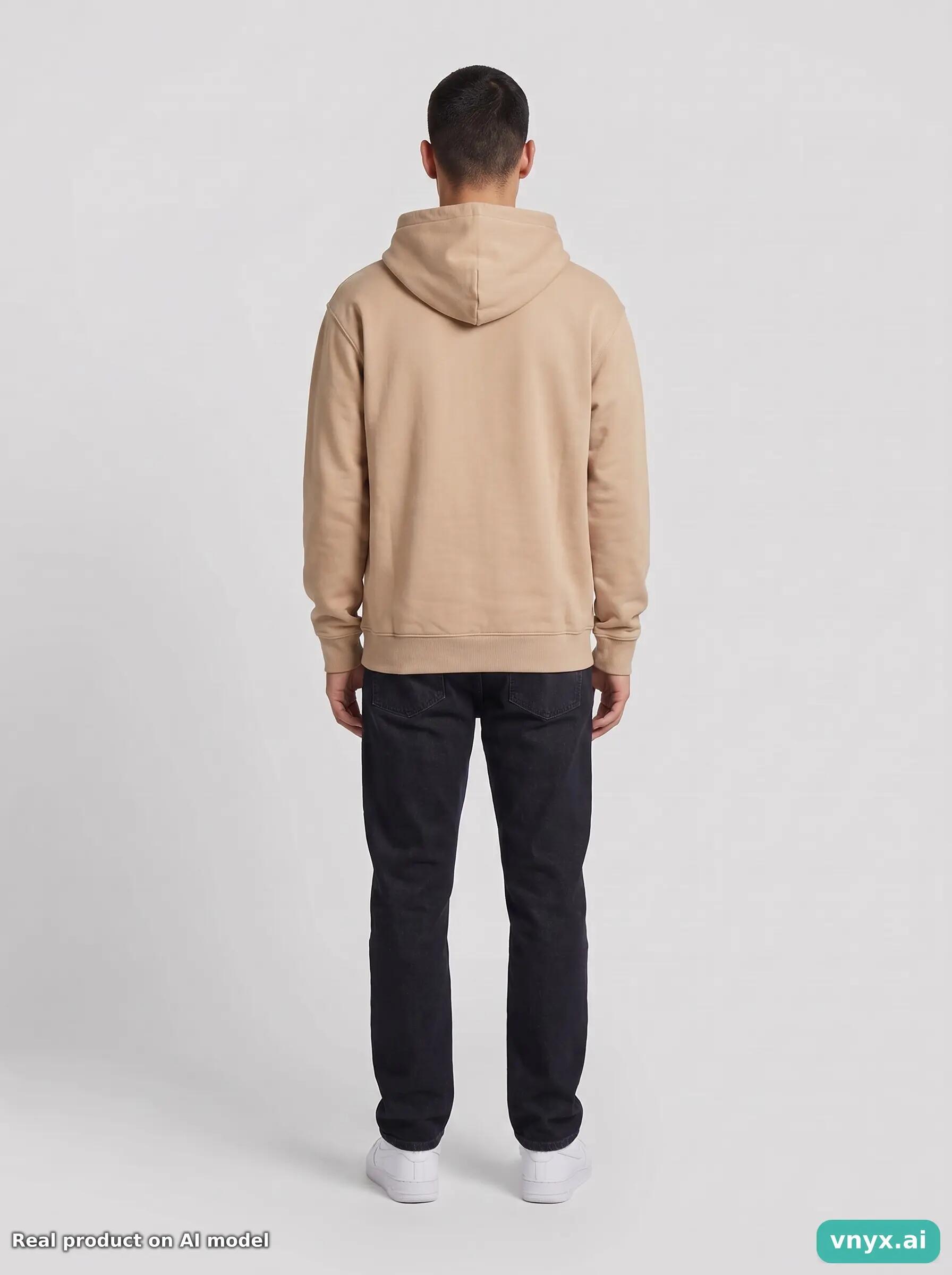Second Life - Vintage AWDis Neutral Beige Hoodie Men S 4/6