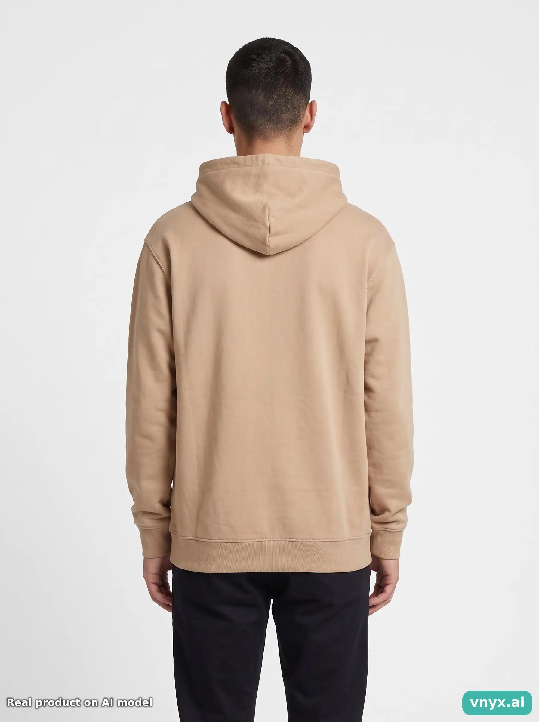 Second Life - Vintage AWDis Neutral Beige Hoodie Men S 2/6