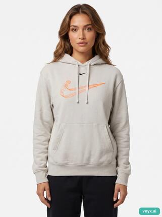 Second Life - Vintage Nike Light Grey Hoodie Women S