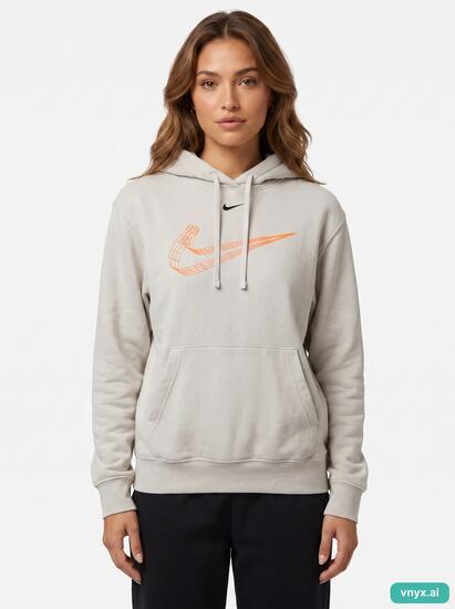 Second Life - Vintage Nike Light Grey Hoodie Women S