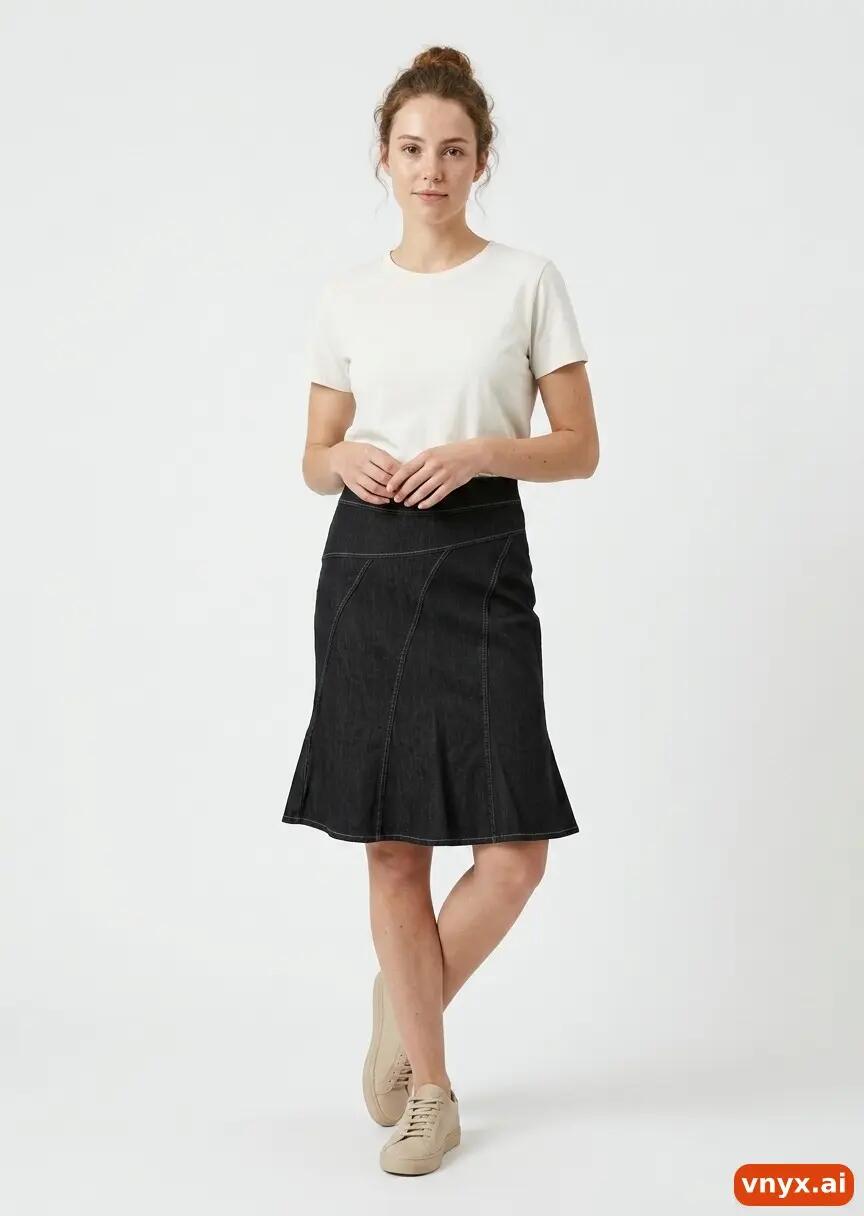 Second Life - Vintage NEXT Classic Black Denim Skirt Women W28 2/6