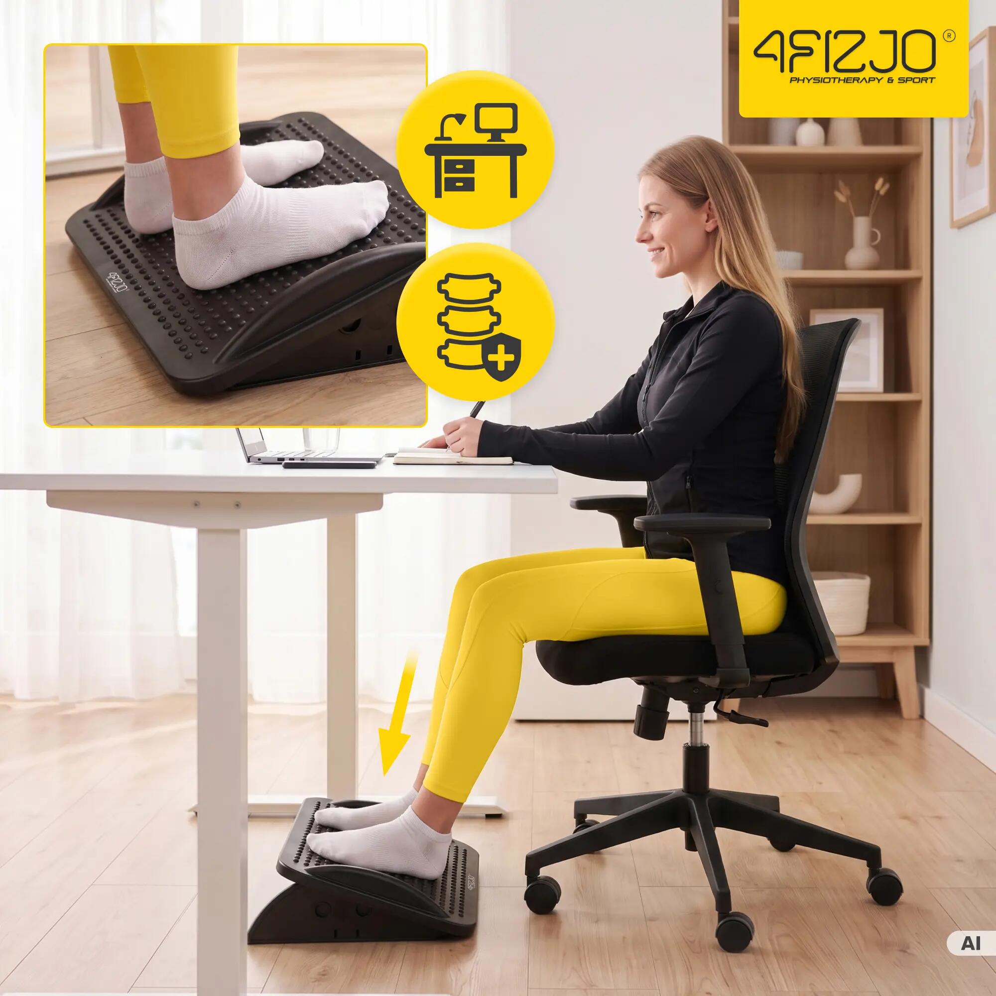 Regulowany podnóżek pod biurko PURE ergonomiczny biurowy 4FIZJO 4/15