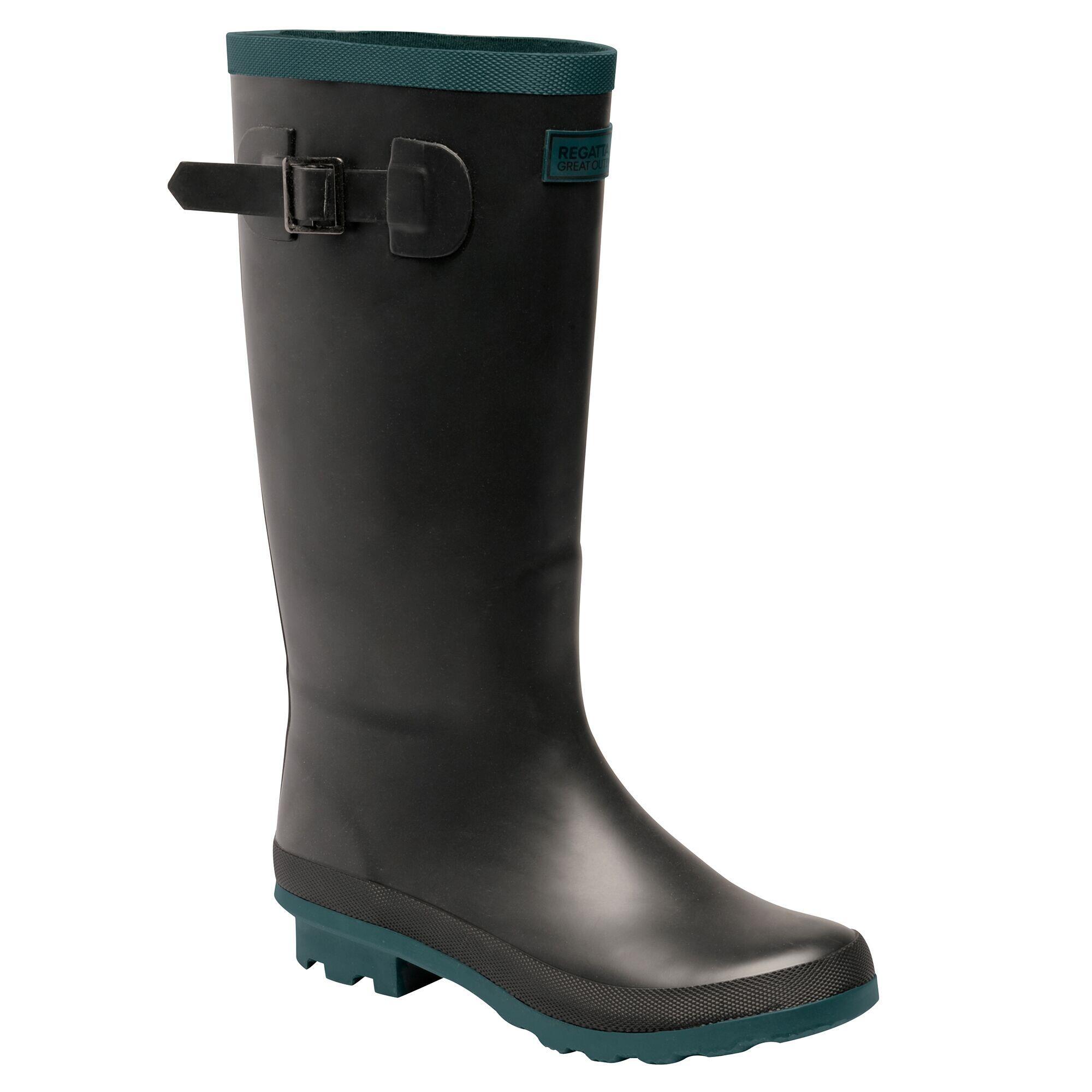 Womens/Ladies Ly Fairweather II Tall Durable Wellington Boots (Black/Teal) 4/5