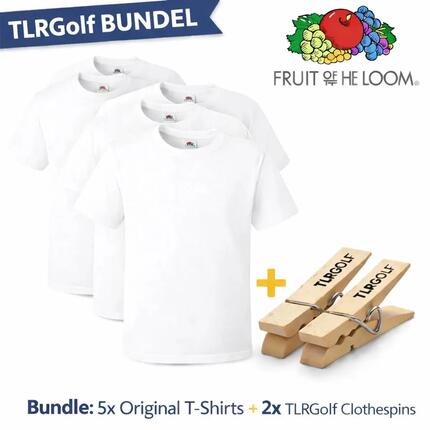 Lot de 5 T-Shirts Homme Fruit of the Loom Original 100% Coton - Blanc
