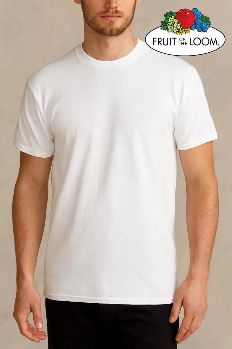 Pack 5 Camisetas Hombre Fruit of the Loom Original 100% Algodón - Blanco 3/4