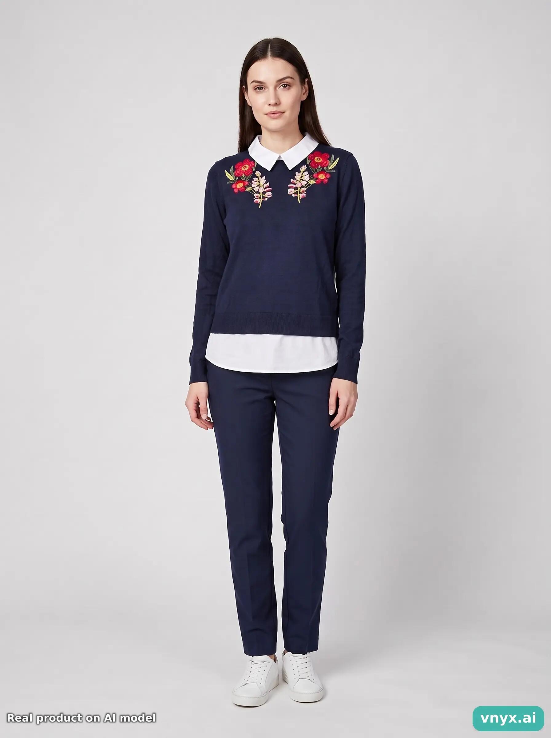 Second Life - Vintage Ted Baker Navy Sweater Women M 6/6