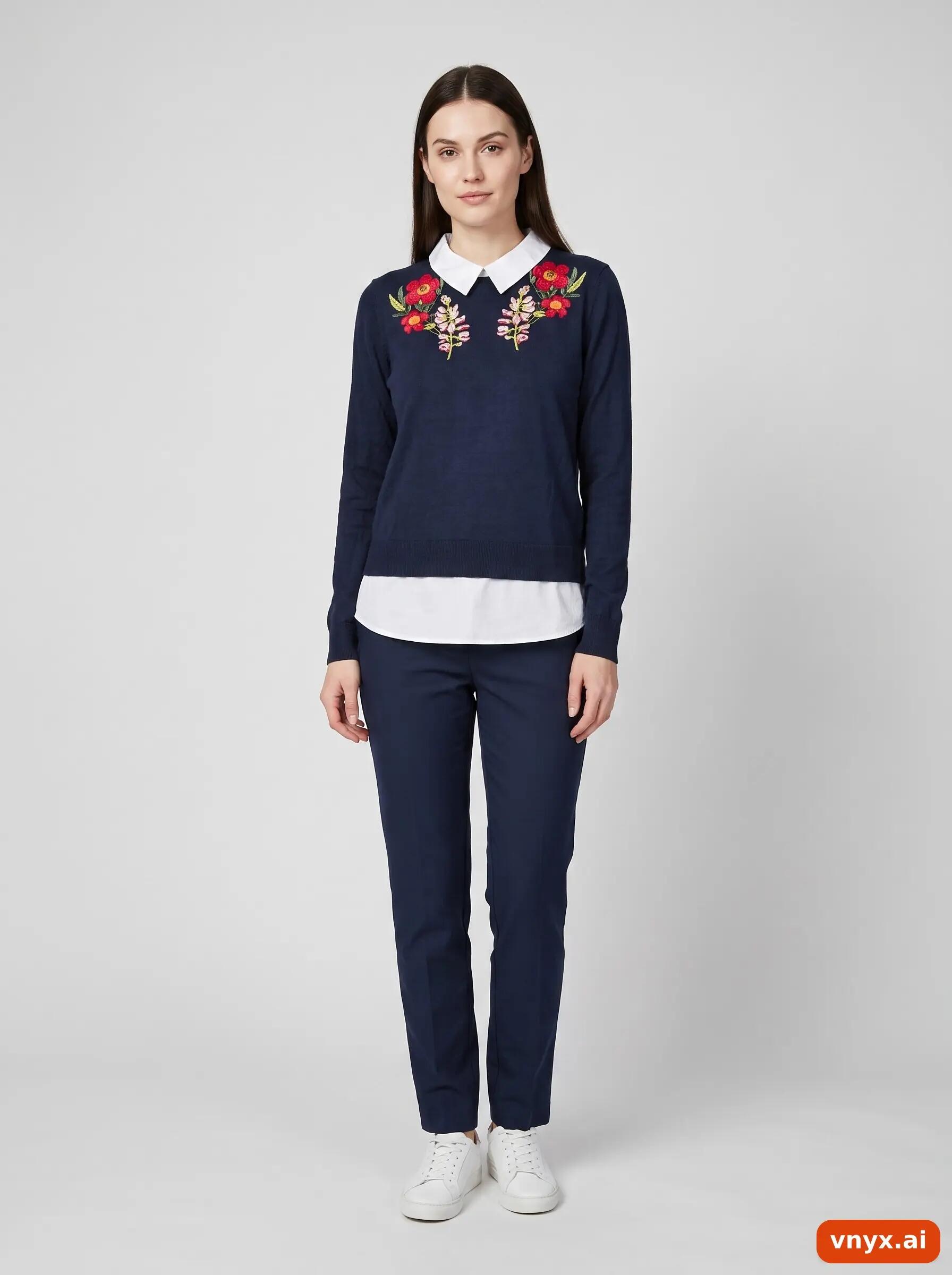 Second Life - Vintage Ted Baker Navy Sweater Women M 3/6