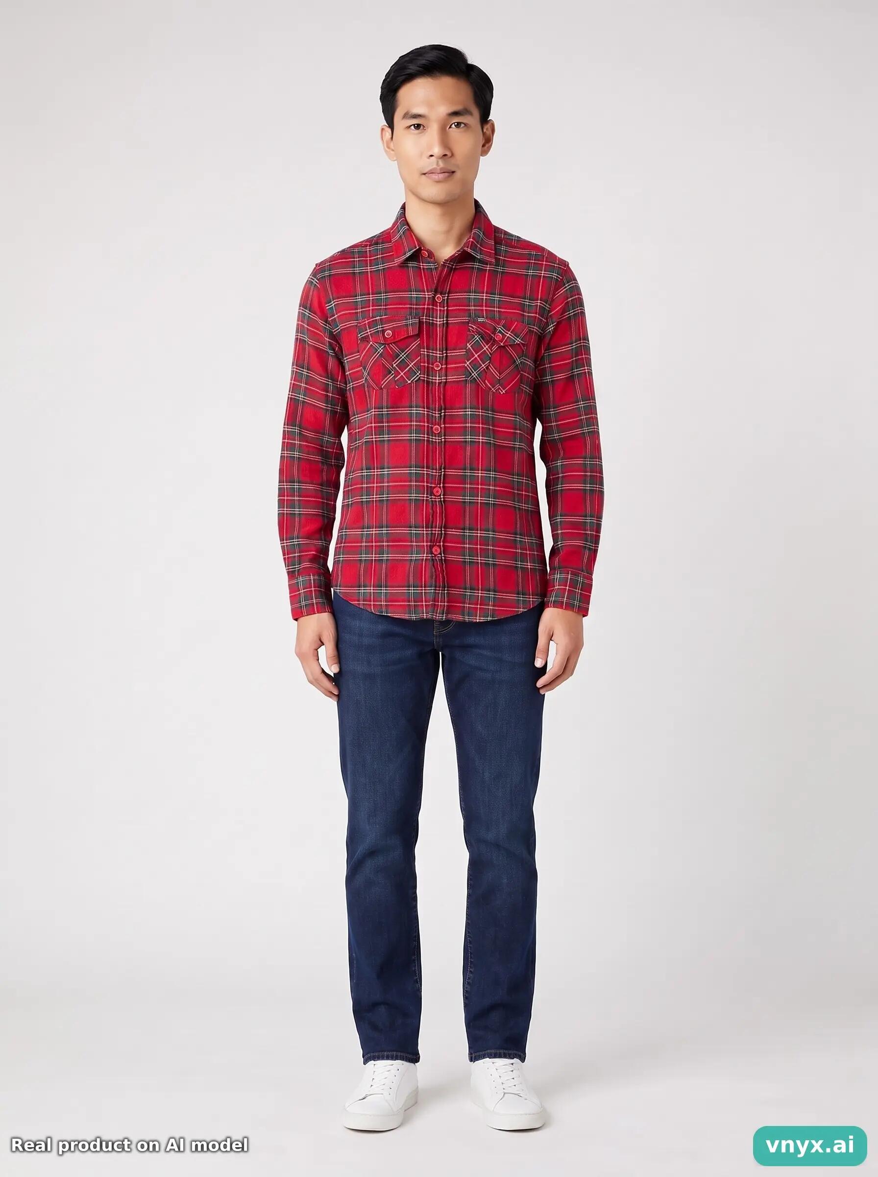 Second Life - Vintage Wrangler Red Casual Shirt Men S 6/6