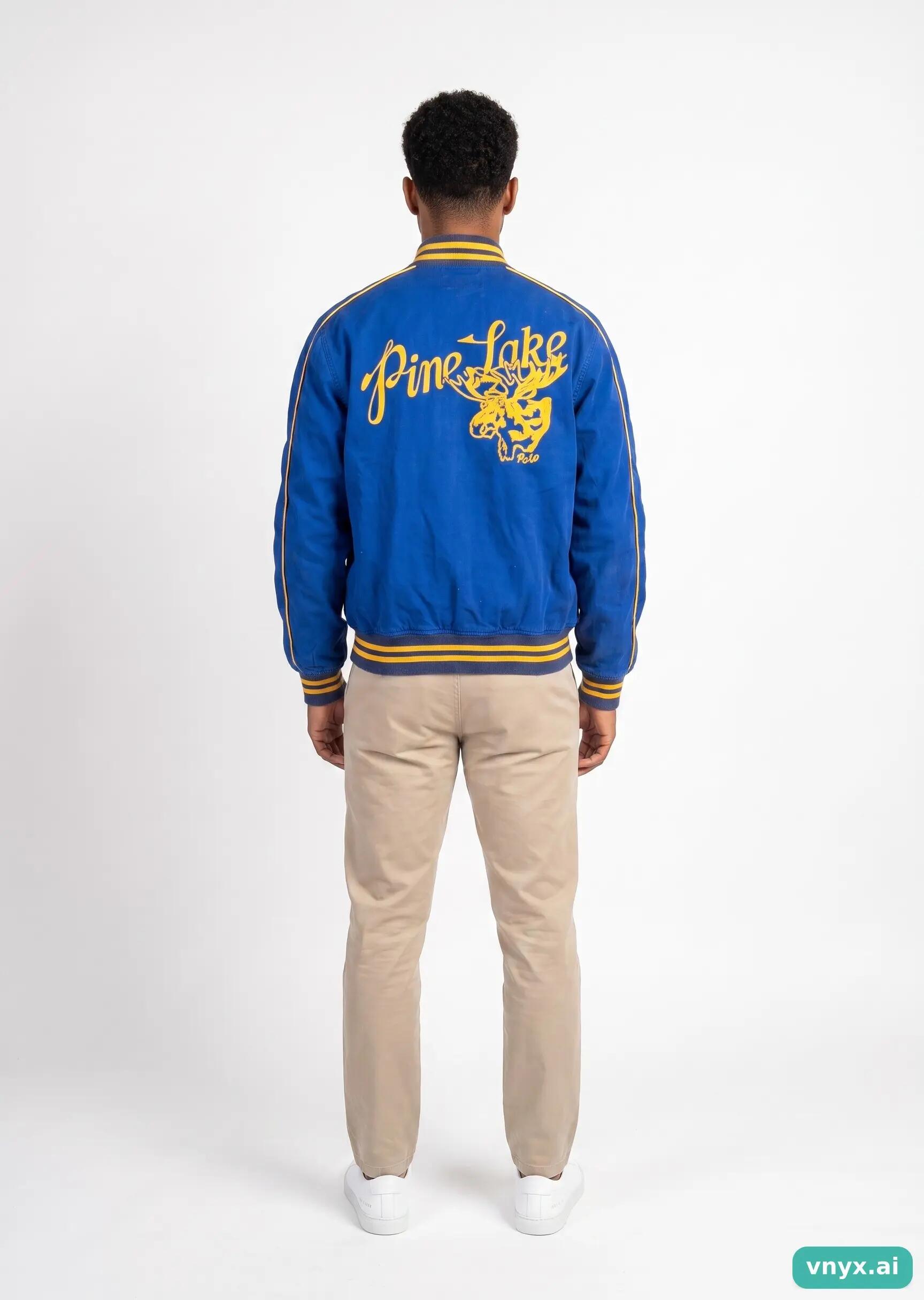 Second Life - Vintage POLO RALPH LAUREN Blue Bomber Jacket Men M 4/5