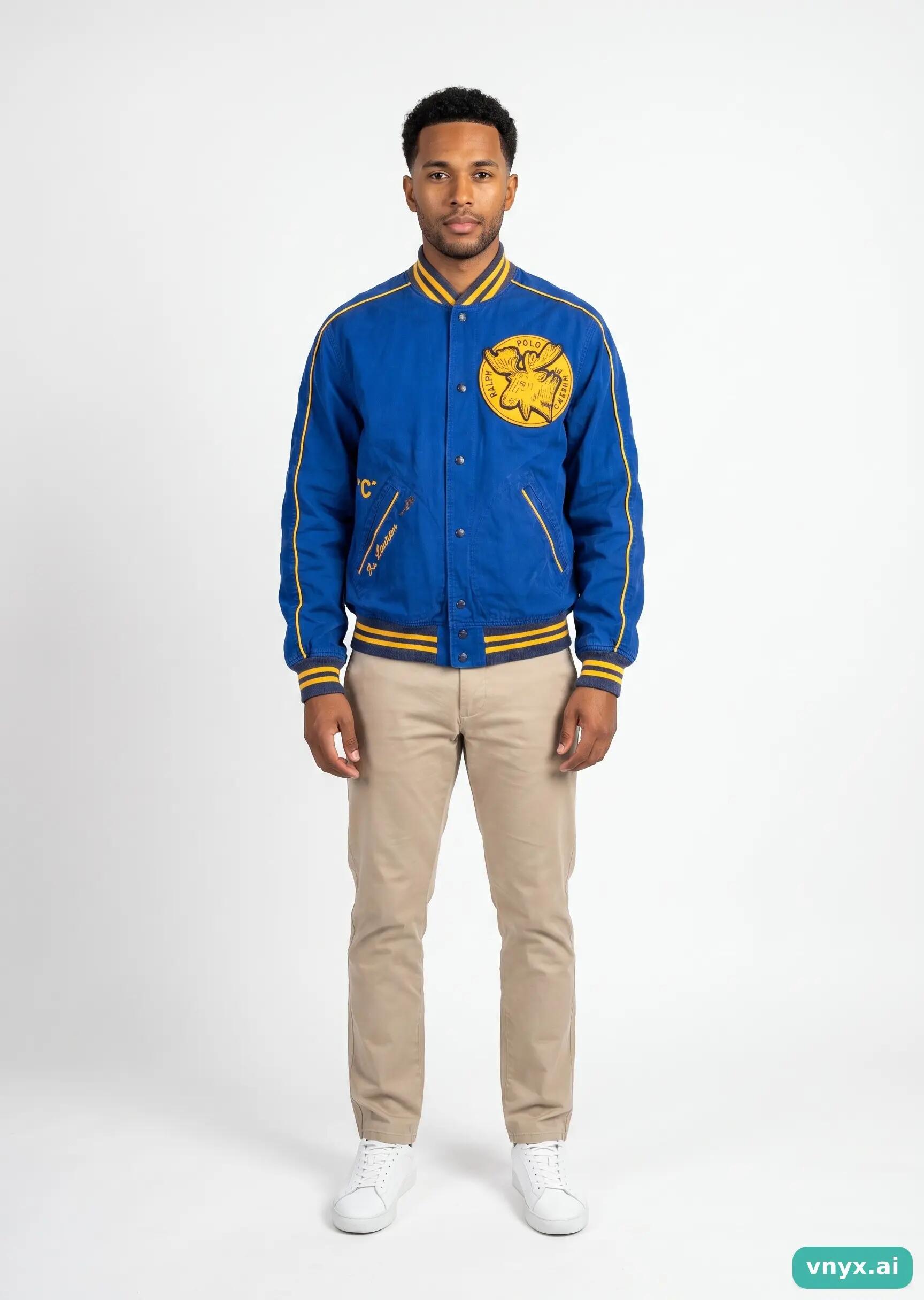 Second Life - Vintage POLO RALPH LAUREN Blue Bomber Jacket Men M 3/5