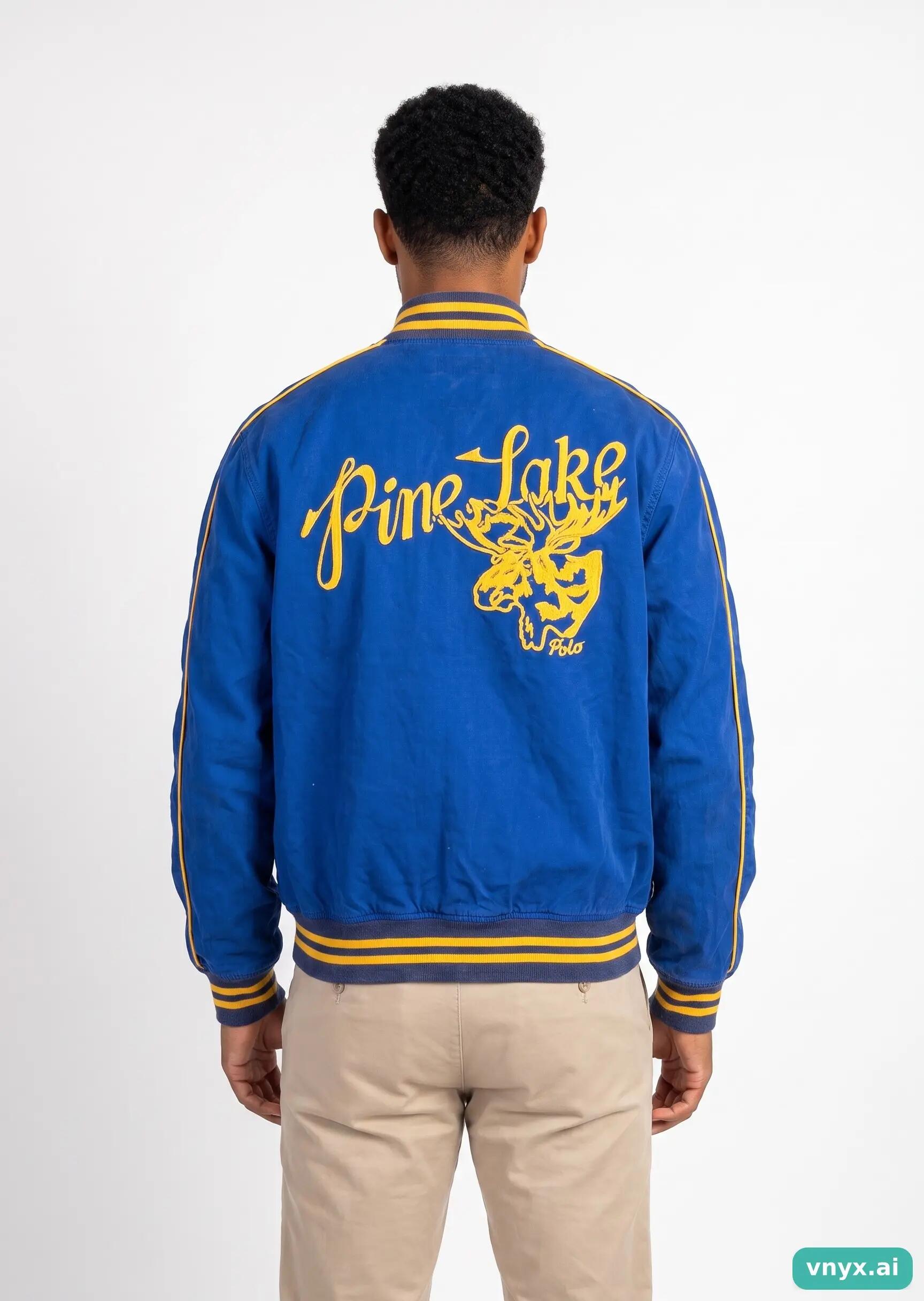 Second Life - Vintage POLO RALPH LAUREN Blue Bomber Jacket Men M 2/5