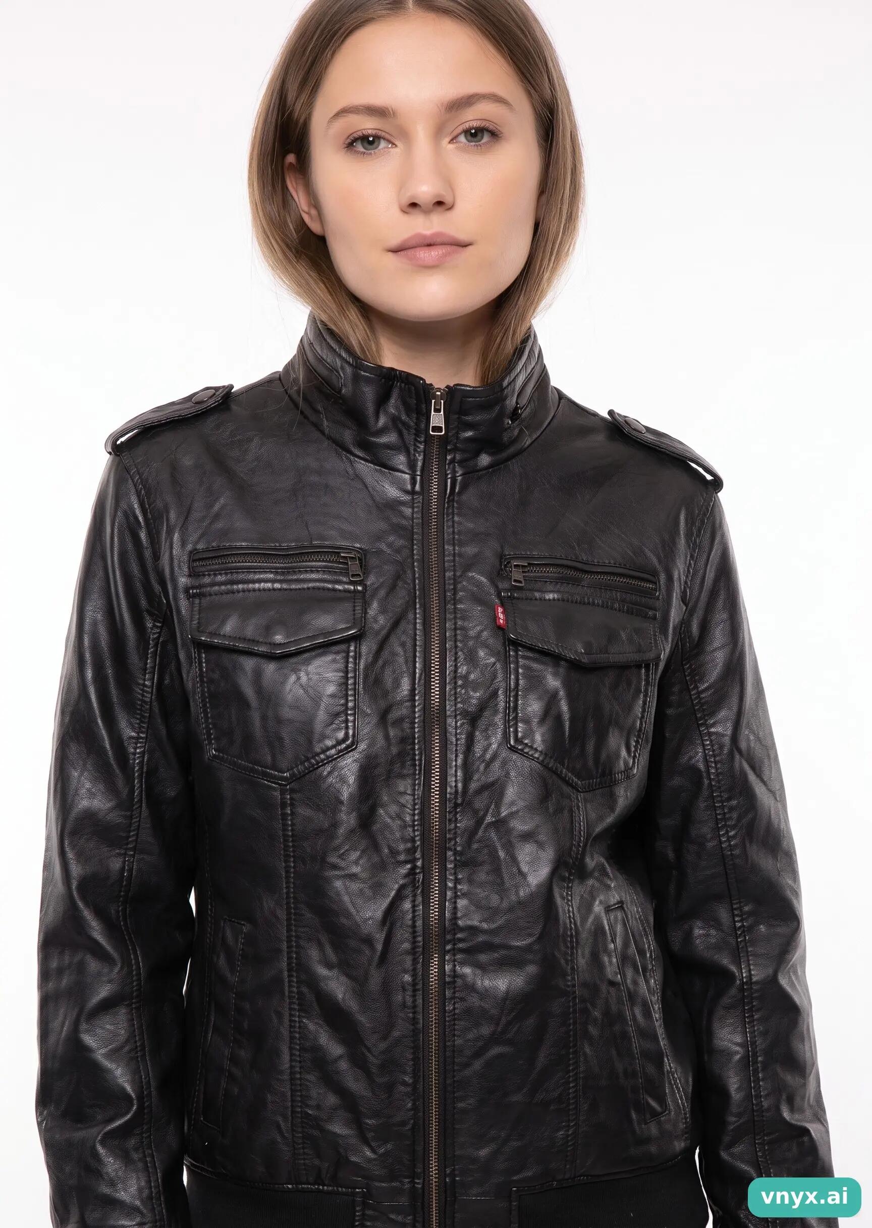 Second Life - Vintage Levi Strauss & Co. Black Leather Jacket Women L 5/5