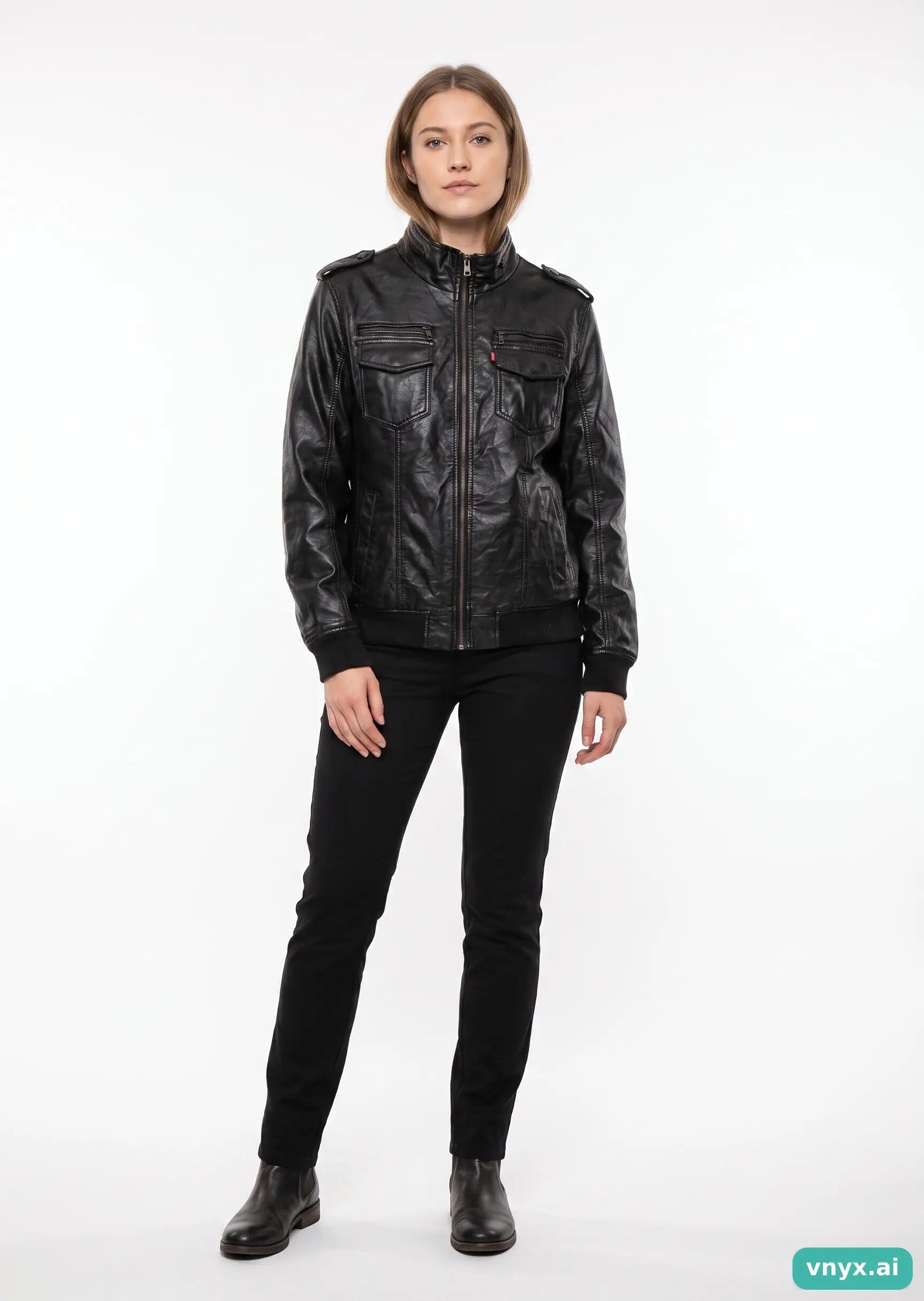 Second Life - Vintage Levi Strauss & Co. Black Leather Jacket Women L 3/5