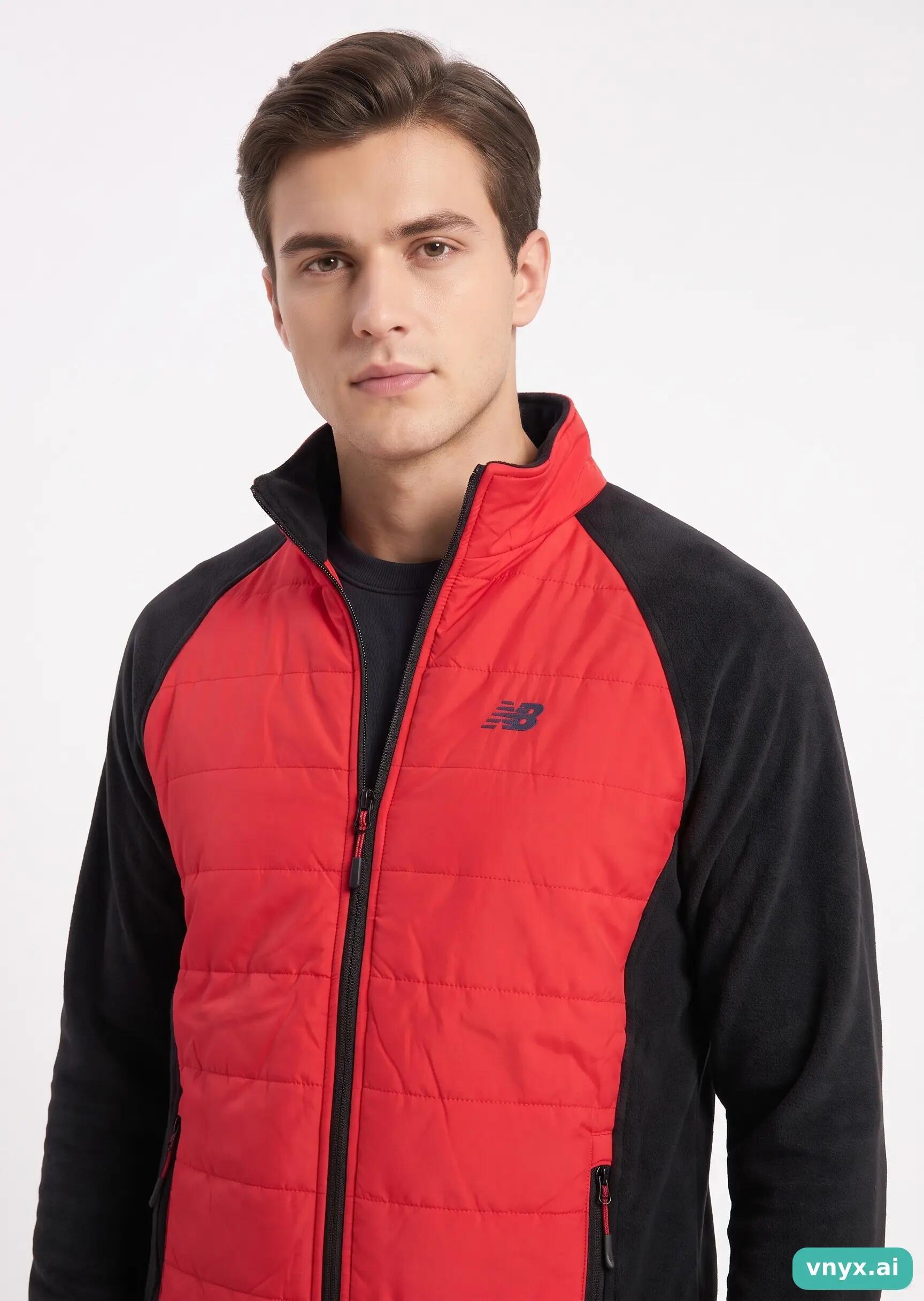 Second Life - Vintage New Balance Red and Black Fleece Jacket Men M 5/5