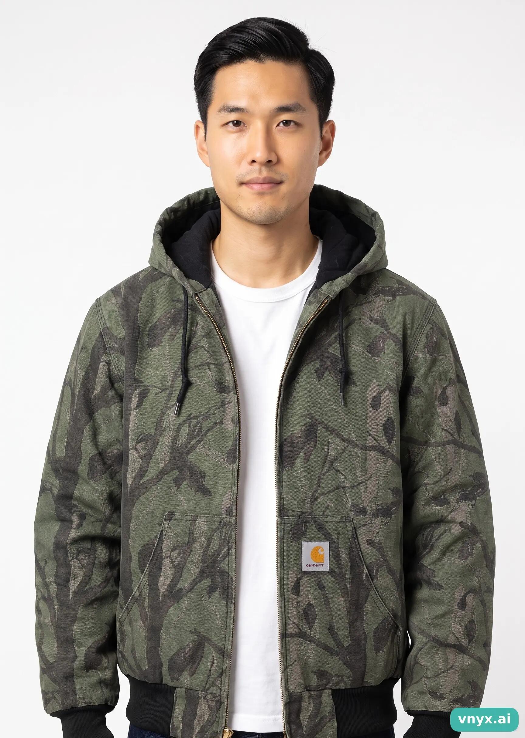 Second Life - Vintage Carhartt Green Camo Outdoor Jacket Men M 5/5