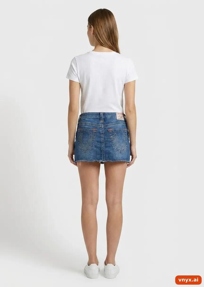 Second Life - Vintage True Religion Blue Denim Skirt Women W36 3/6