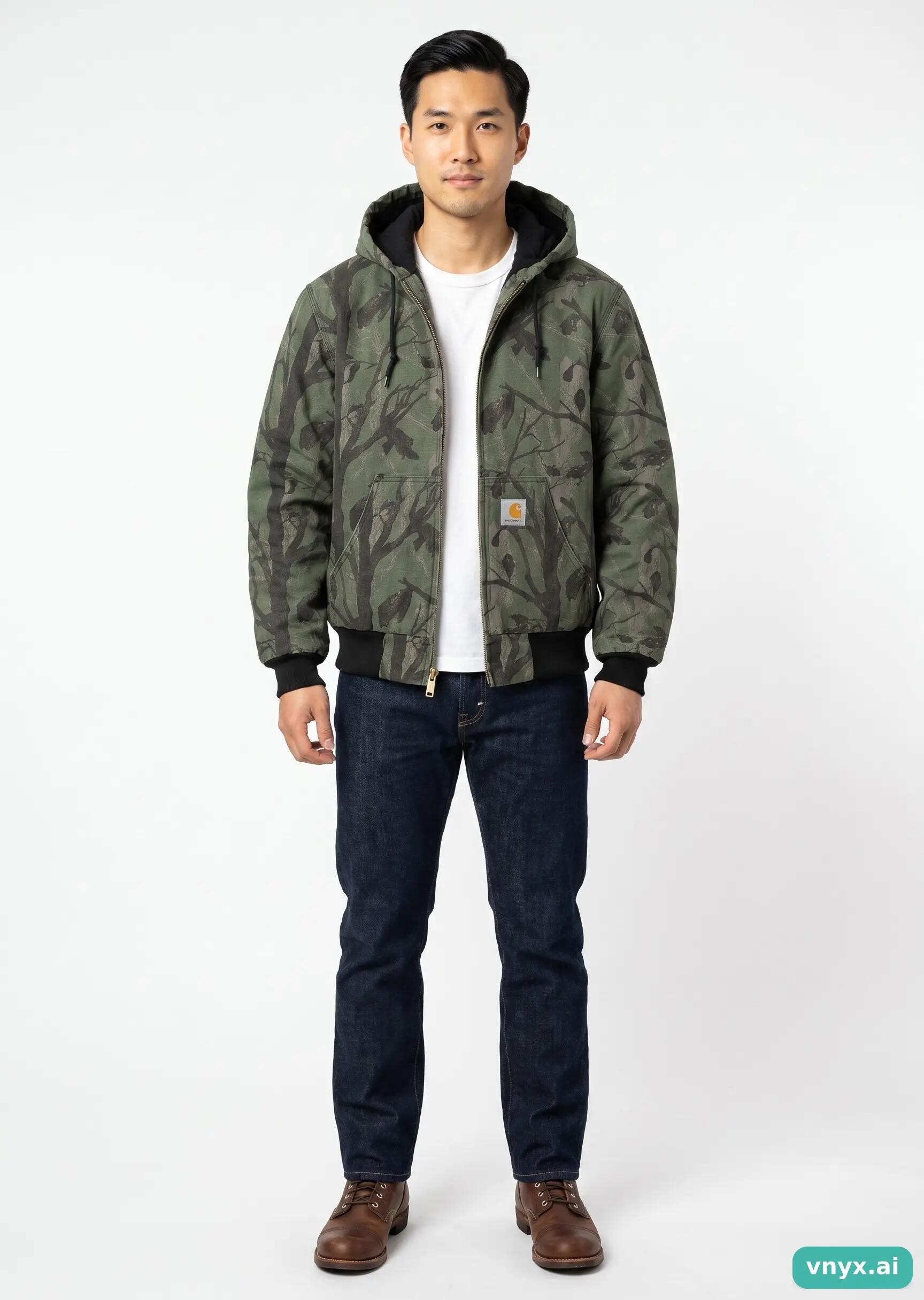 Second Life - Vintage Carhartt Green Camo Outdoor Jacket Men M 3/5